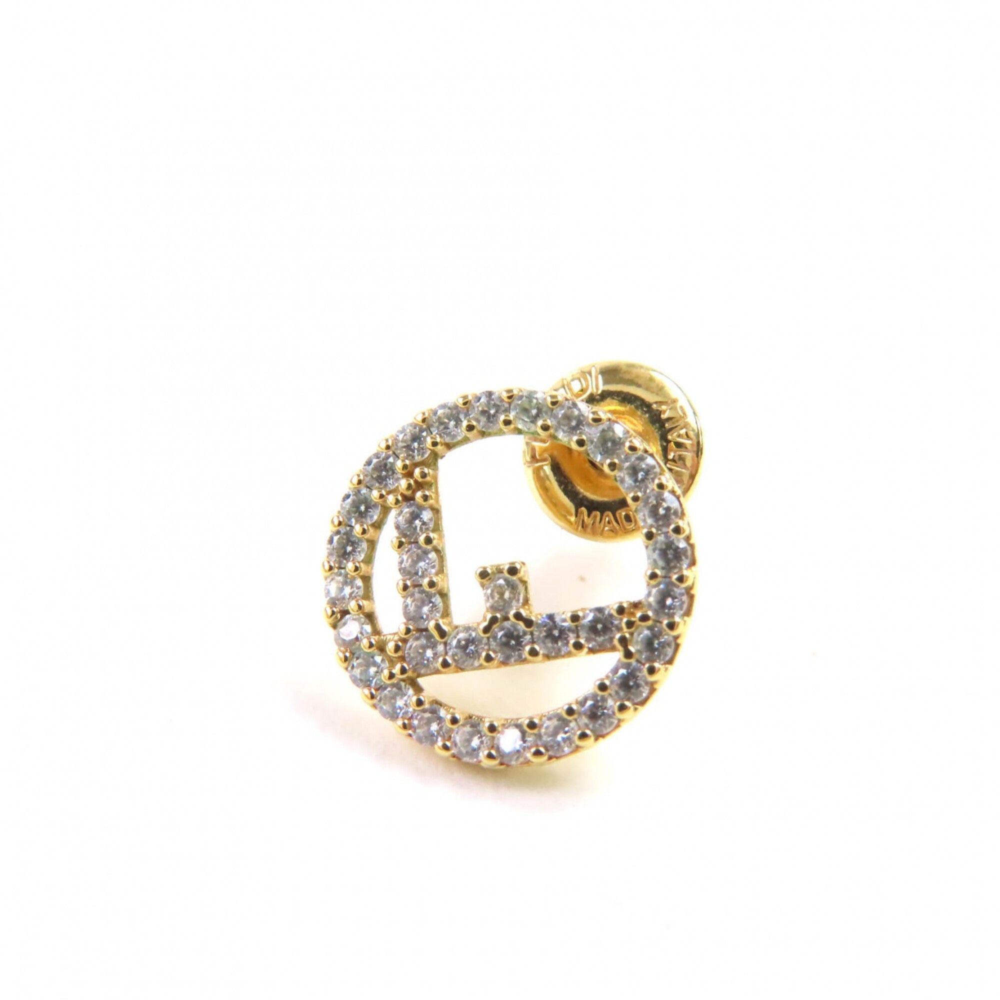 Fendi FENDI F is Fendi earrings with logo and rhinestones, pair, gold silver, box, made in Italy, women's. Size ONE SIZE - 5 Thumbnail