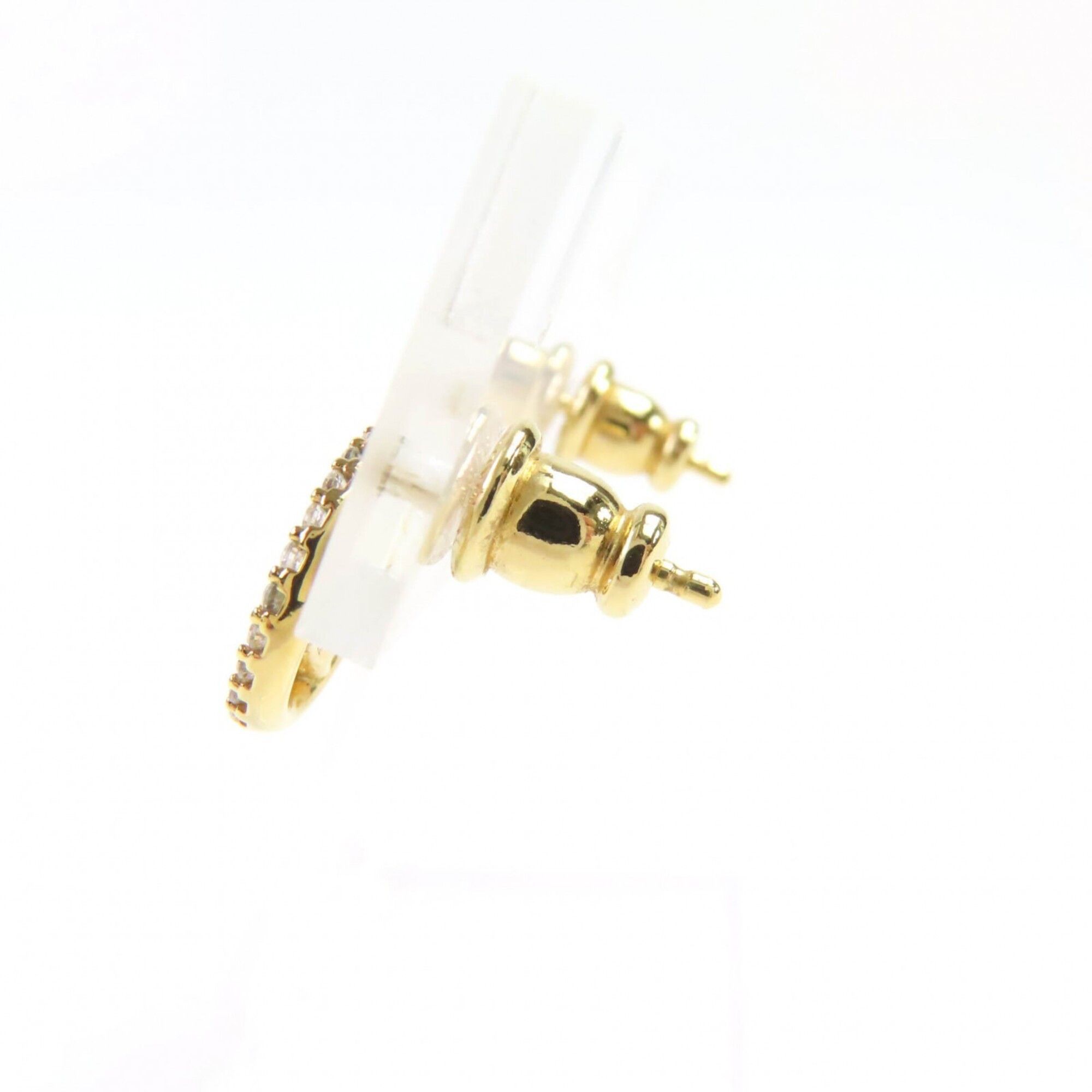 Fendi FENDI F is Fendi earrings with logo and rhinestones, pair, gold silver, box, made in Italy, women's. Size ONE SIZE - 3 Thumbnail