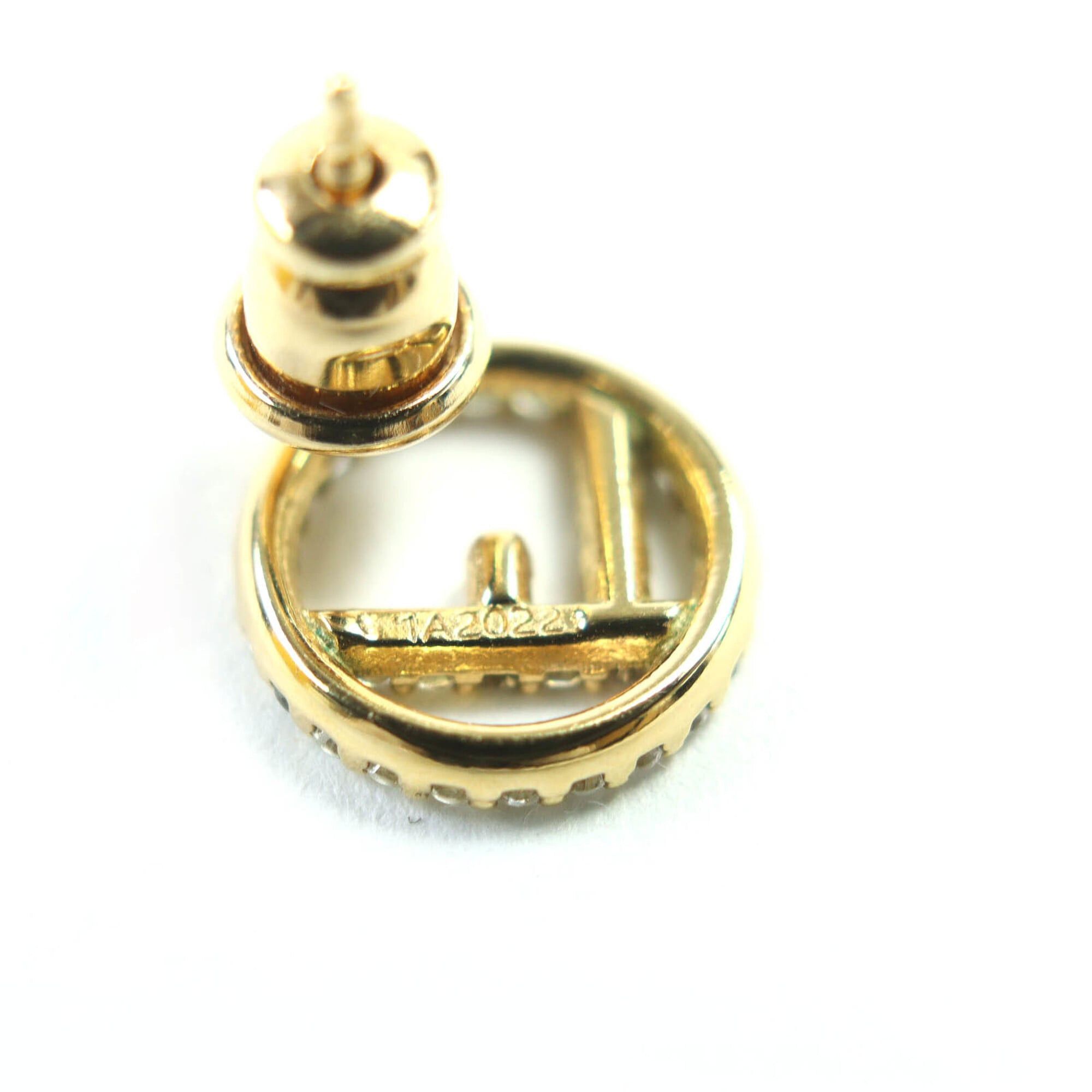 Fendi FENDI F is Fendi earrings with logo and rhinestones, pair, gold silver, box, made in Italy, women's. Size ONE SIZE - 7 Thumbnail