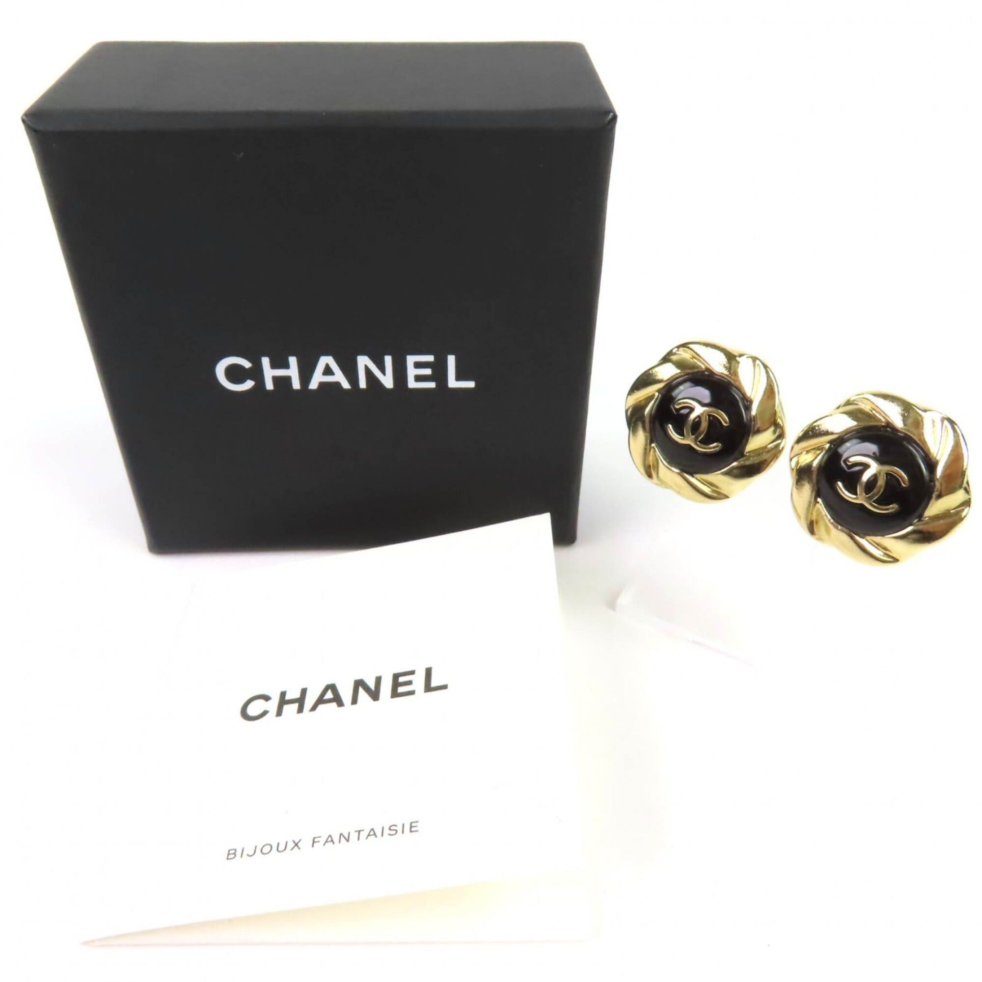Chanel CHANEL A22A Coco Mark Earrings (Pair) - Gold & Black Comes with Box Made in France Women's Size ONE SIZE - 2 Thumbnail