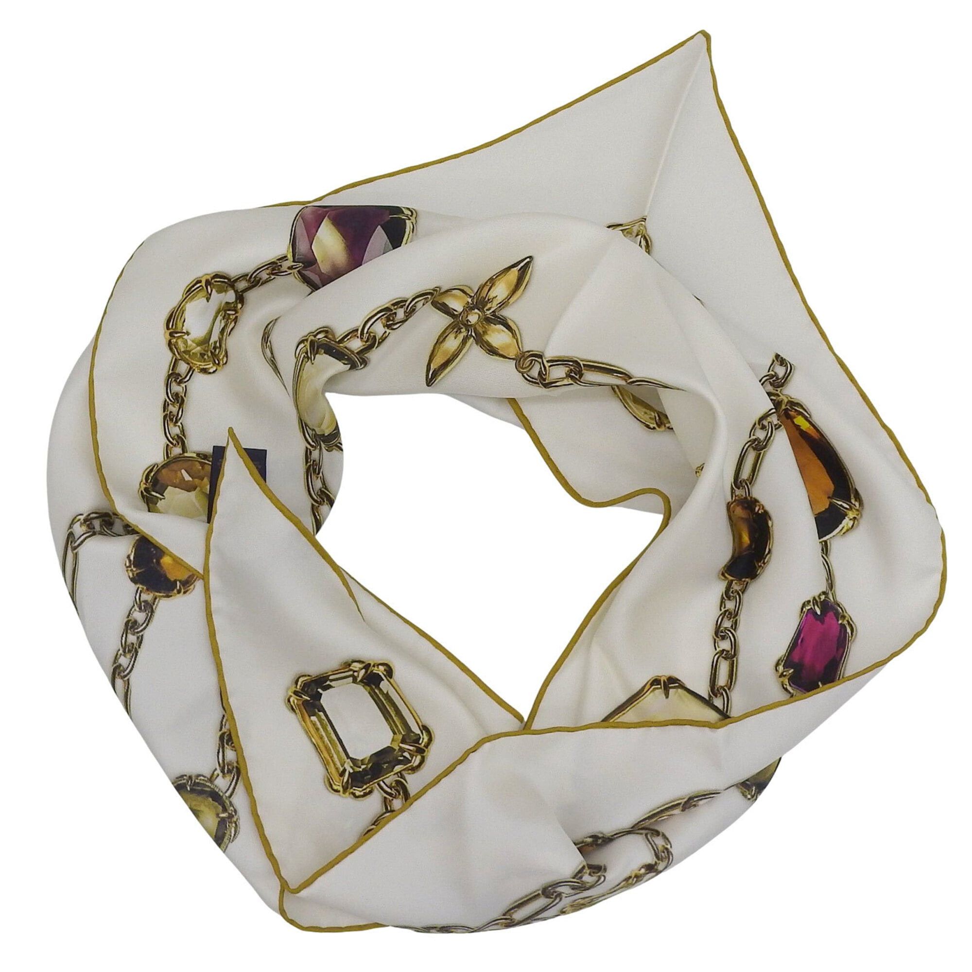 Louis Vuitton LOUIS VUITTON M96694 Heirloom Monogram Triangle 100% Silk Scarf/Muffler, White, 90 x 127 cm, Made in Italy, Authentic, Women's. Size ONE SIZE - 3 Thumbnail