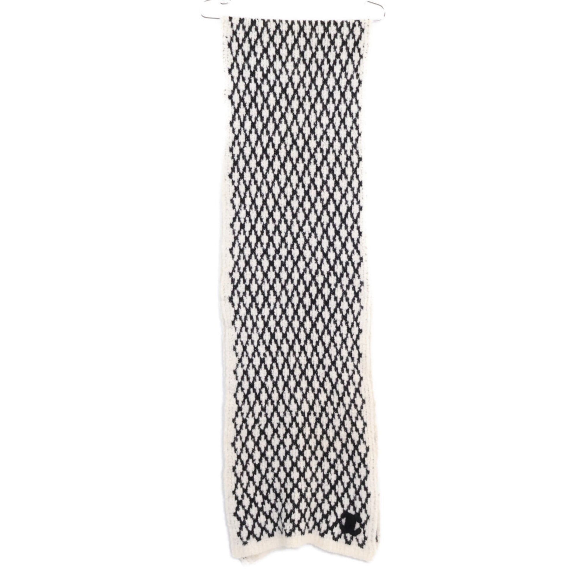 Chanel CHANEL cashmere scarf with Coco Mark, ivory x black, for women. Size ONE SIZE - 2 Thumbnail