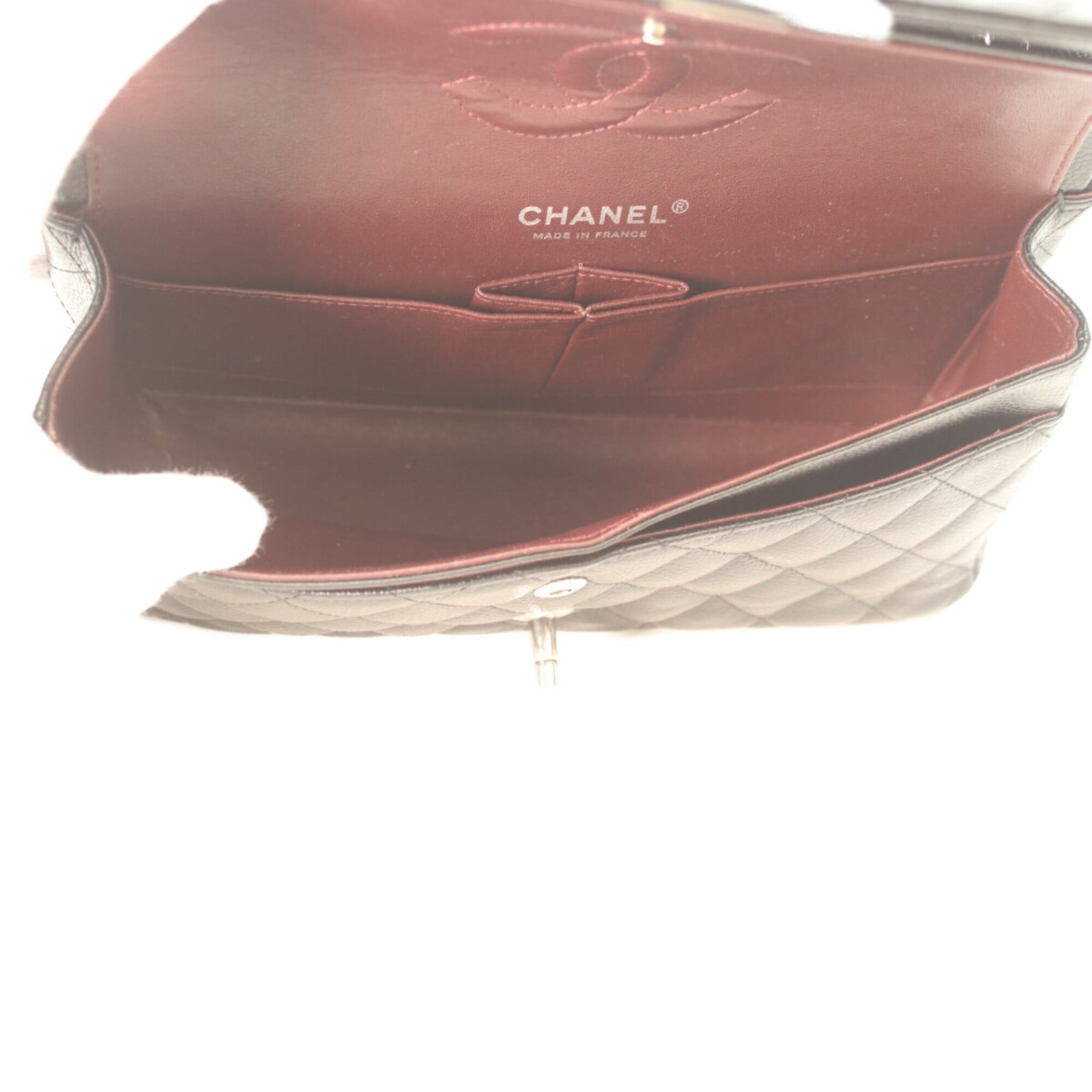 Chanel CHANEL A01112 Caviar Double Flap Matelassé 25 Shoulder Bag, Black with Silver Hardware, Women's Size ONE SIZE - 13 Thumbnail