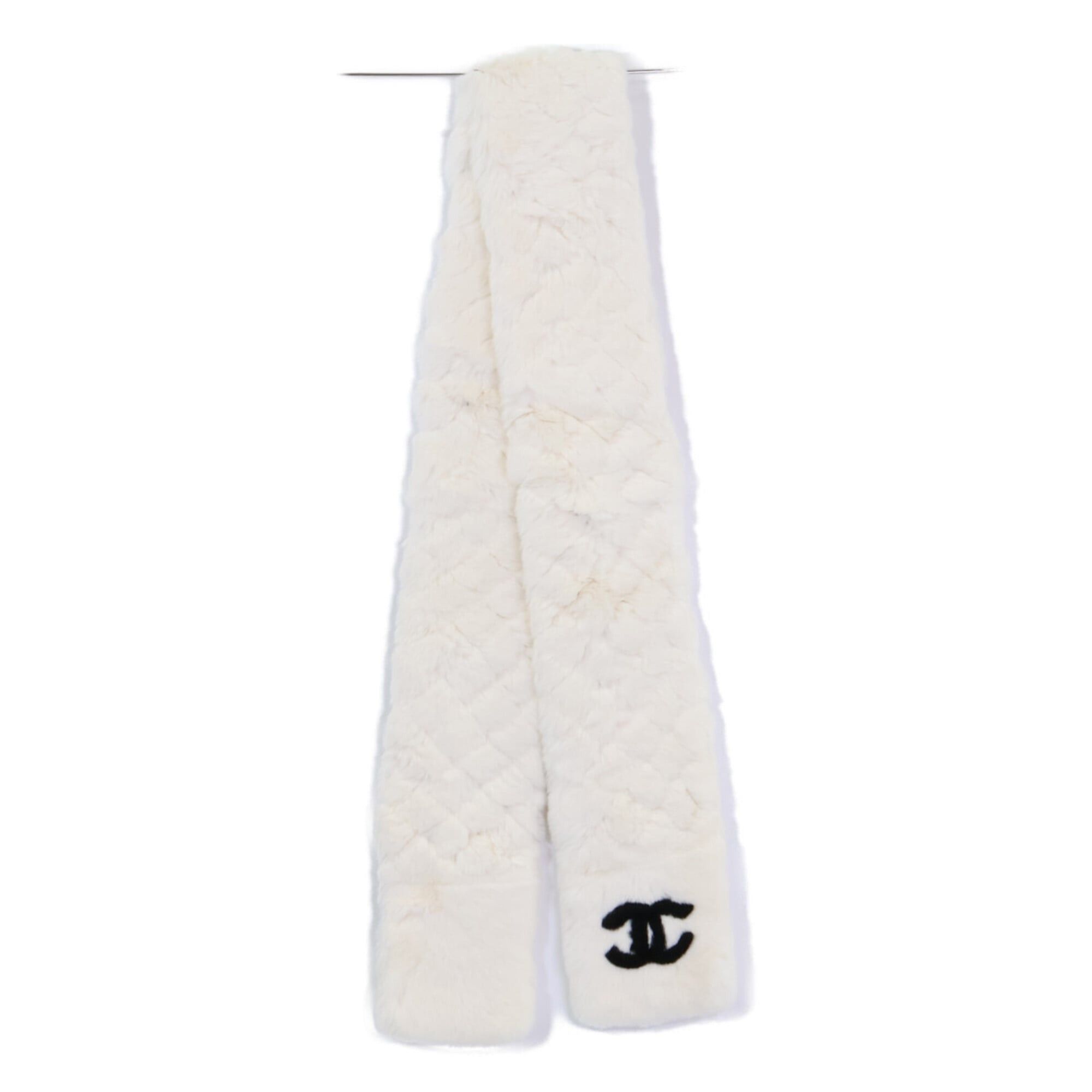 Chanel CHANEL Orylag Rabbit Fur Scarf with Coco Mark - White Women's Size ONE SIZE - 4 Thumbnail