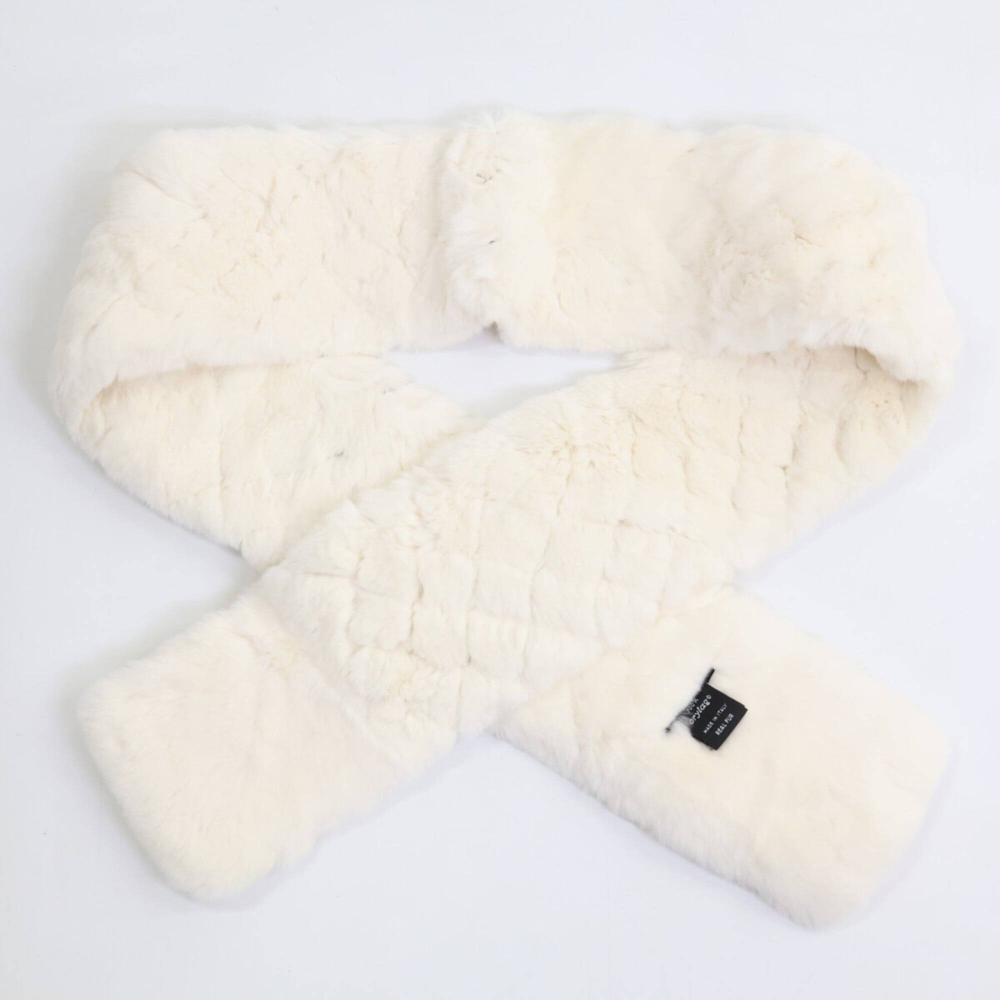 Chanel CHANEL Orylag Rabbit Fur Scarf with Coco Mark - White Women's Size ONE SIZE - 2 Thumbnail