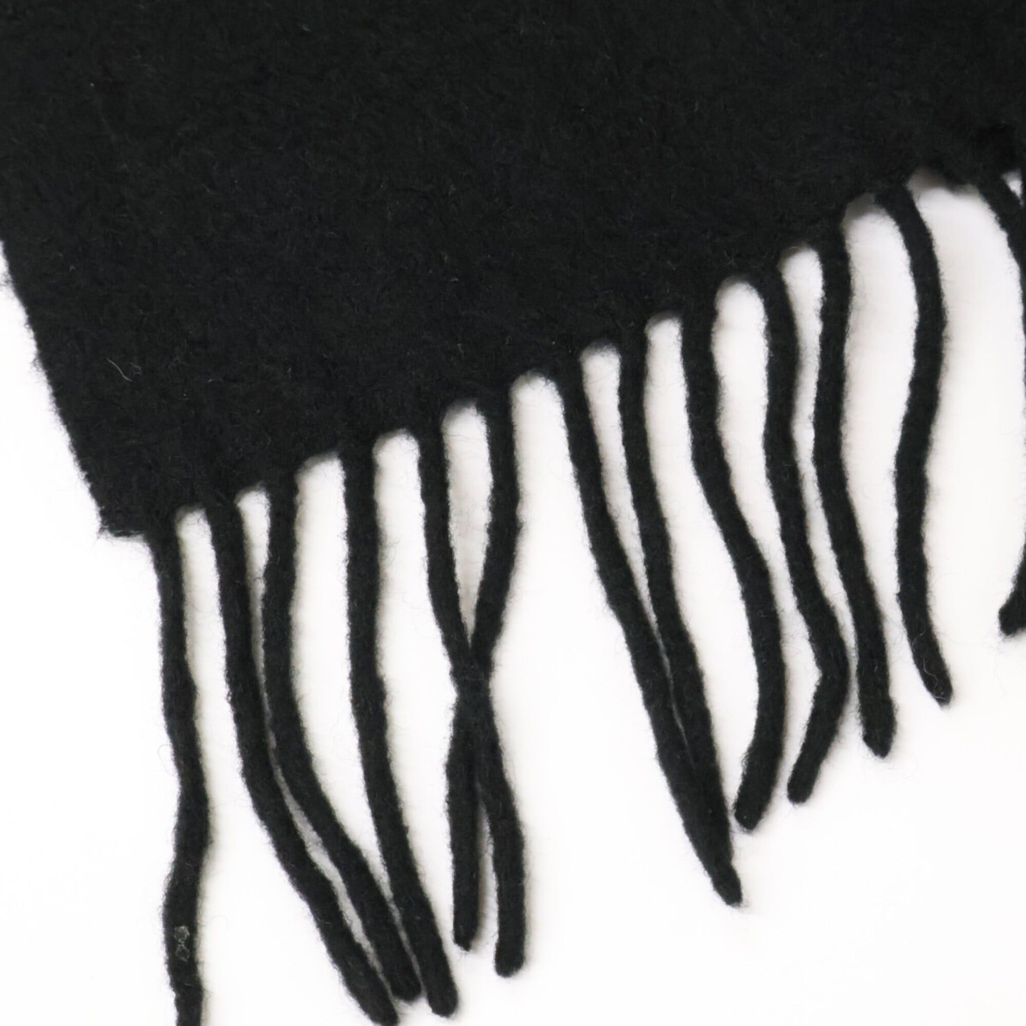 Hermes HERMES 100% Cashmere Logo Embroidered Fringe Large Stole, Black, Women's Size ONE SIZE - 6 Thumbnail