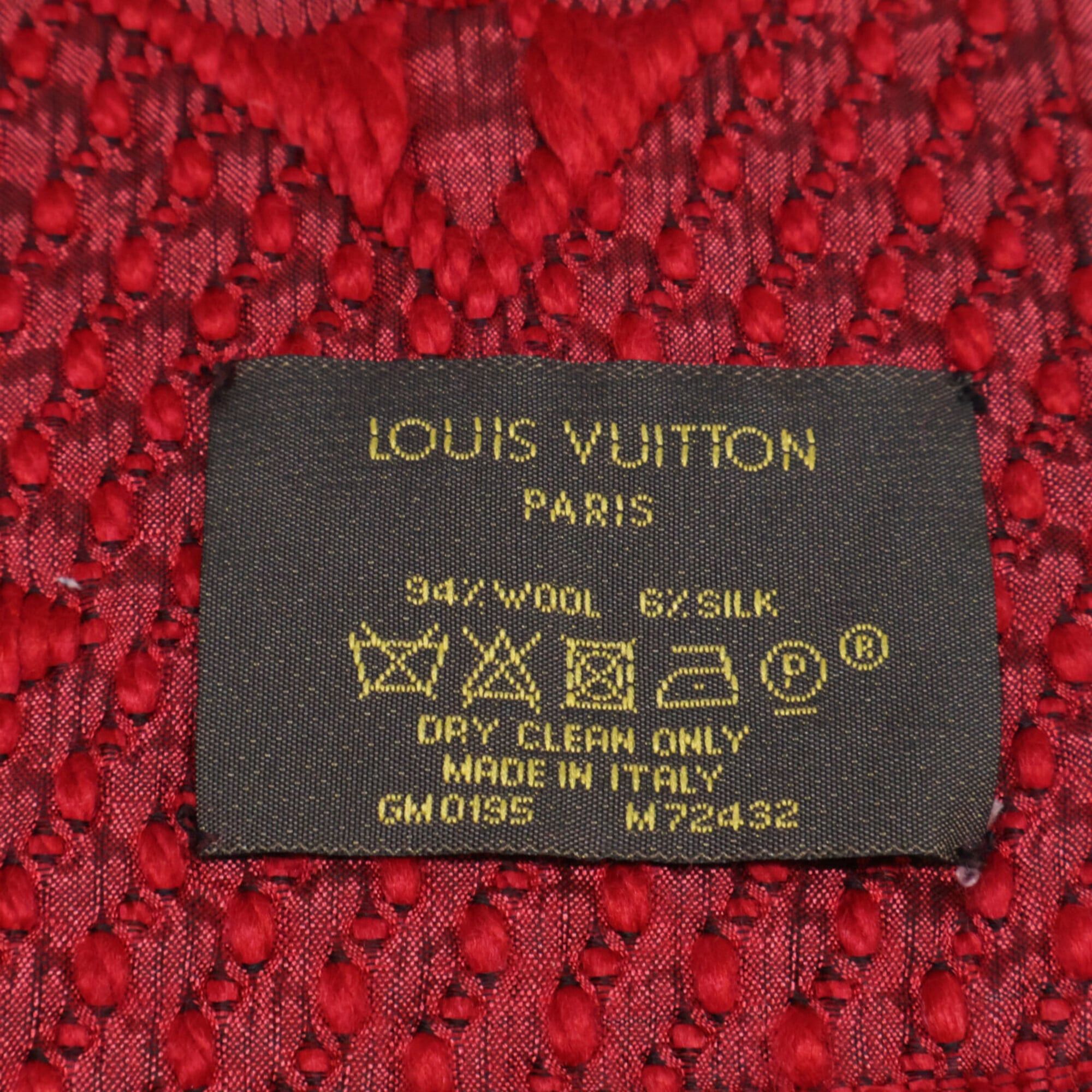 Louis Vuitton LOUIS VUITTON M72432 Echarpe Logomania Wool Silk Fringe Scarf Red Women's Size ONE SIZE - 5 Thumbnail