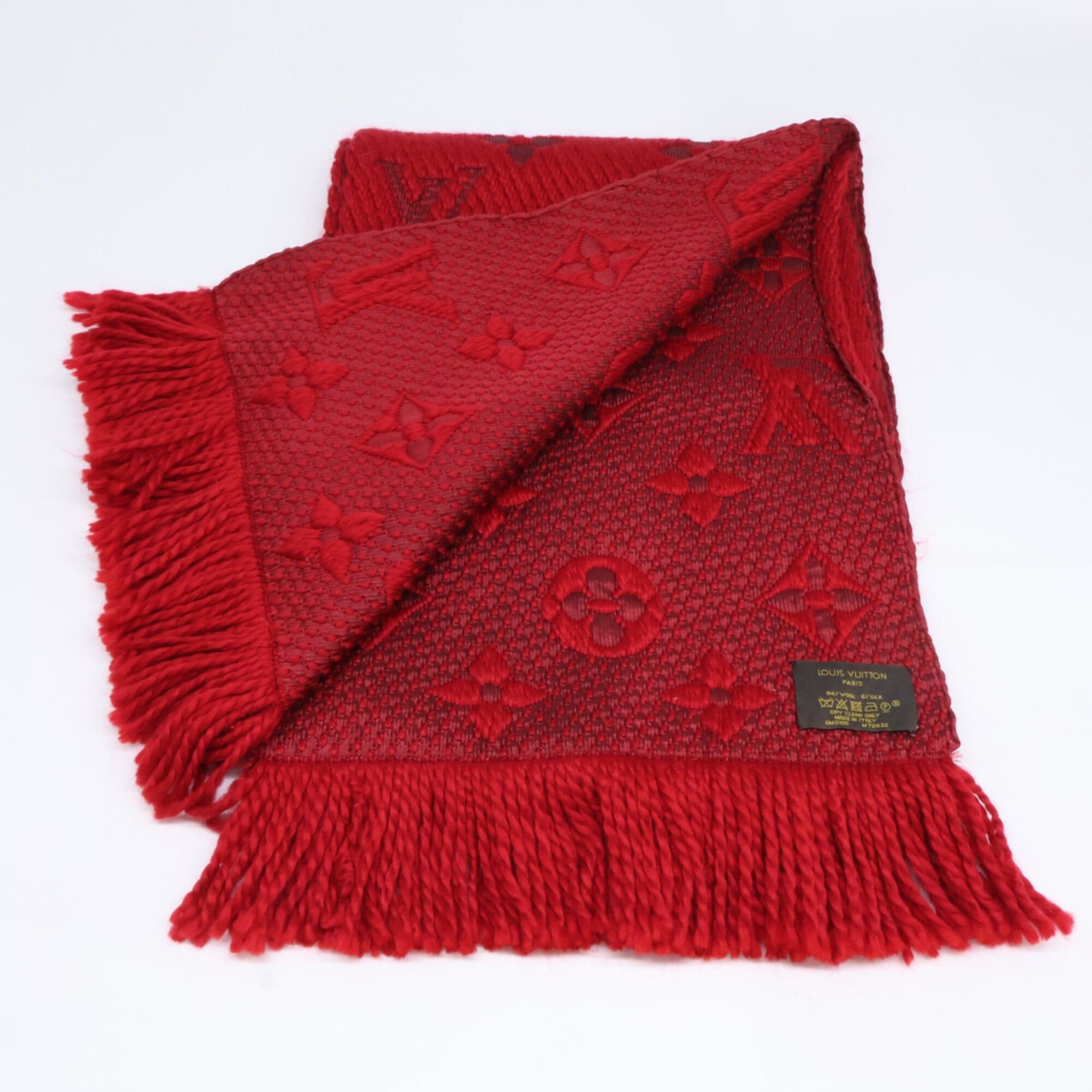 Louis Vuitton LOUIS VUITTON M72432 Echarpe Logomania Wool Silk Fringe Scarf Red Women's Size ONE SIZE - 4 Thumbnail