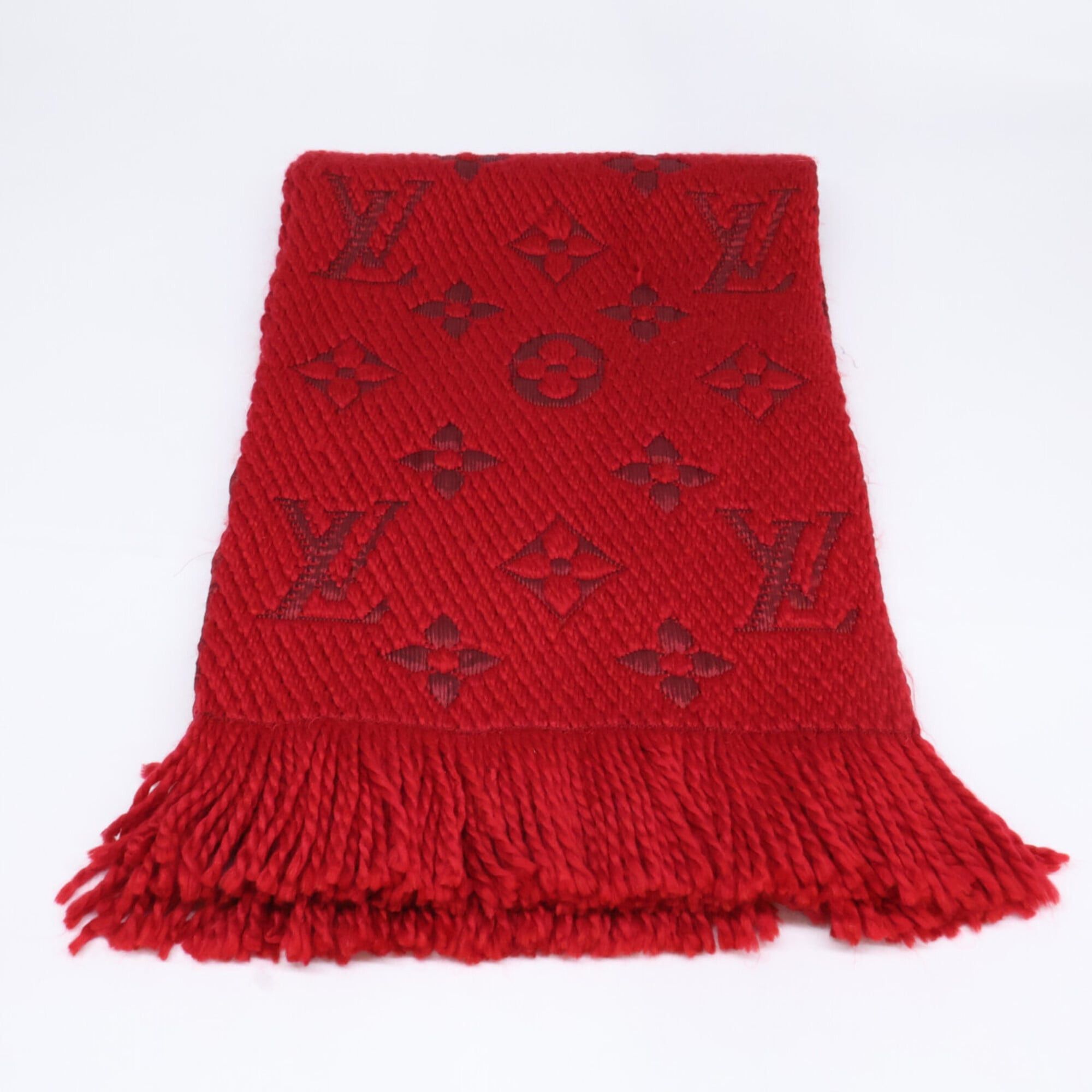 Louis Vuitton LOUIS VUITTON M72432 Echarpe Logomania Wool Silk Fringe Scarf Red Women's Size ONE SIZE - 2 Thumbnail