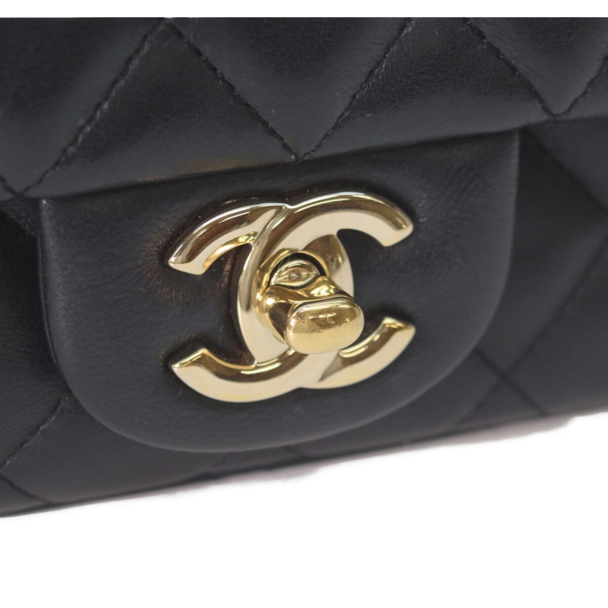 Chanel CHANEL A35200 Black Lambskin Mini Matelassé 17 Shoulder Bag with Gold Hardware - Women's Size ONE SIZE - 6 Thumbnail
