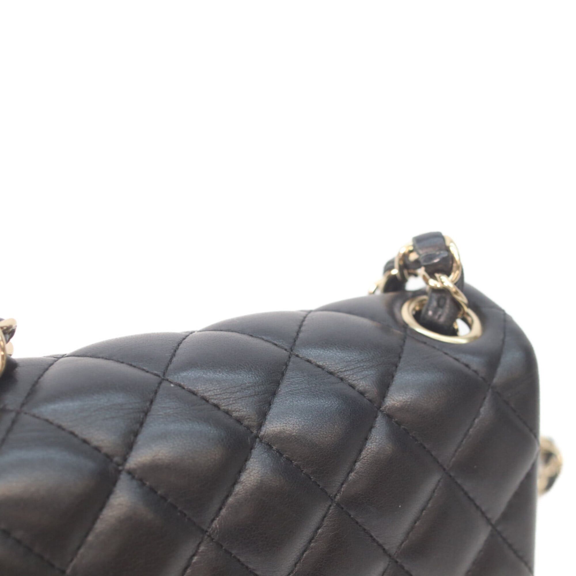 Chanel CHANEL A35200 Black Lambskin Mini Matelassé 17 Shoulder Bag with Gold Hardware - Women's Size ONE SIZE - 7 Thumbnail