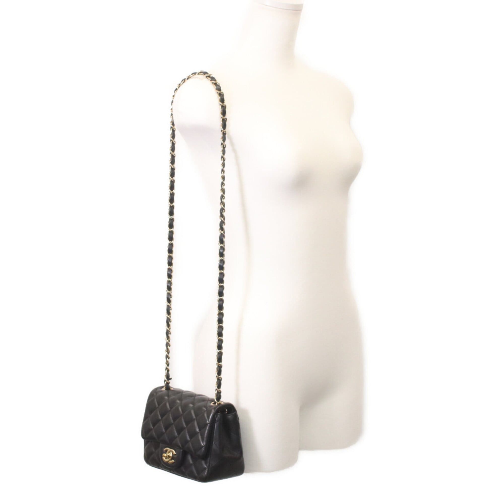 Chanel CHANEL A35200 Black Lambskin Mini Matelassé 17 Shoulder Bag with Gold Hardware - Women's Size ONE SIZE - 14 Thumbnail