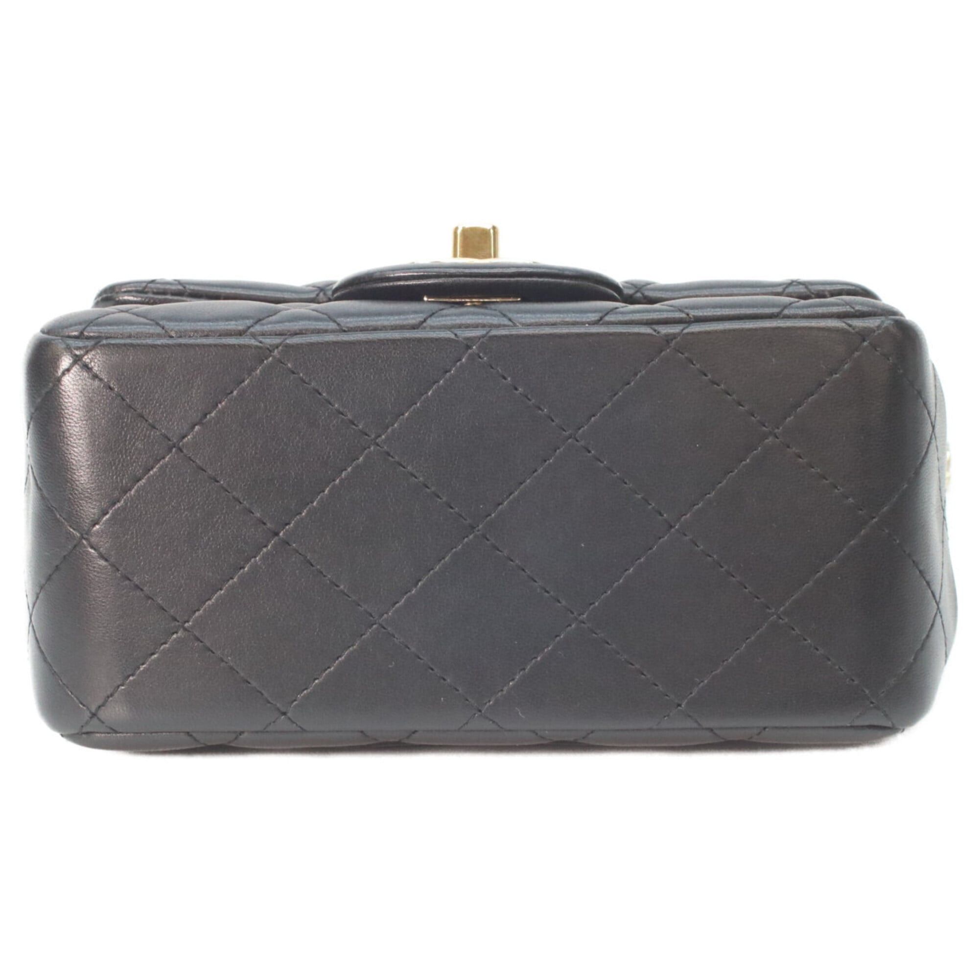 Chanel CHANEL A35200 Black Lambskin Mini Matelassé 17 Shoulder Bag with Gold Hardware - Women's Size ONE SIZE - 5 Thumbnail
