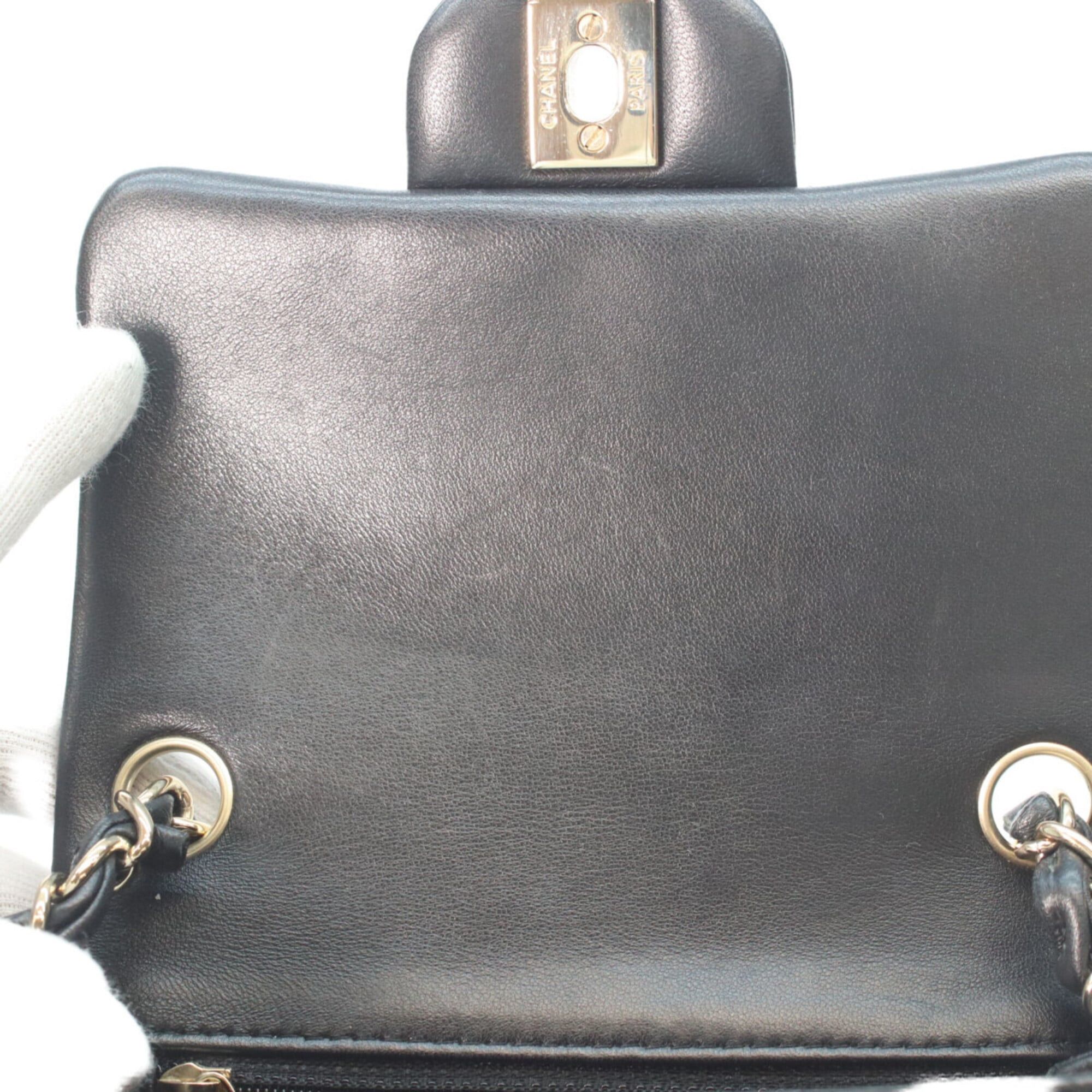 Chanel CHANEL A35200 Black Lambskin Mini Matelassé 17 Shoulder Bag with Gold Hardware - Women's Size ONE SIZE - 8 Thumbnail