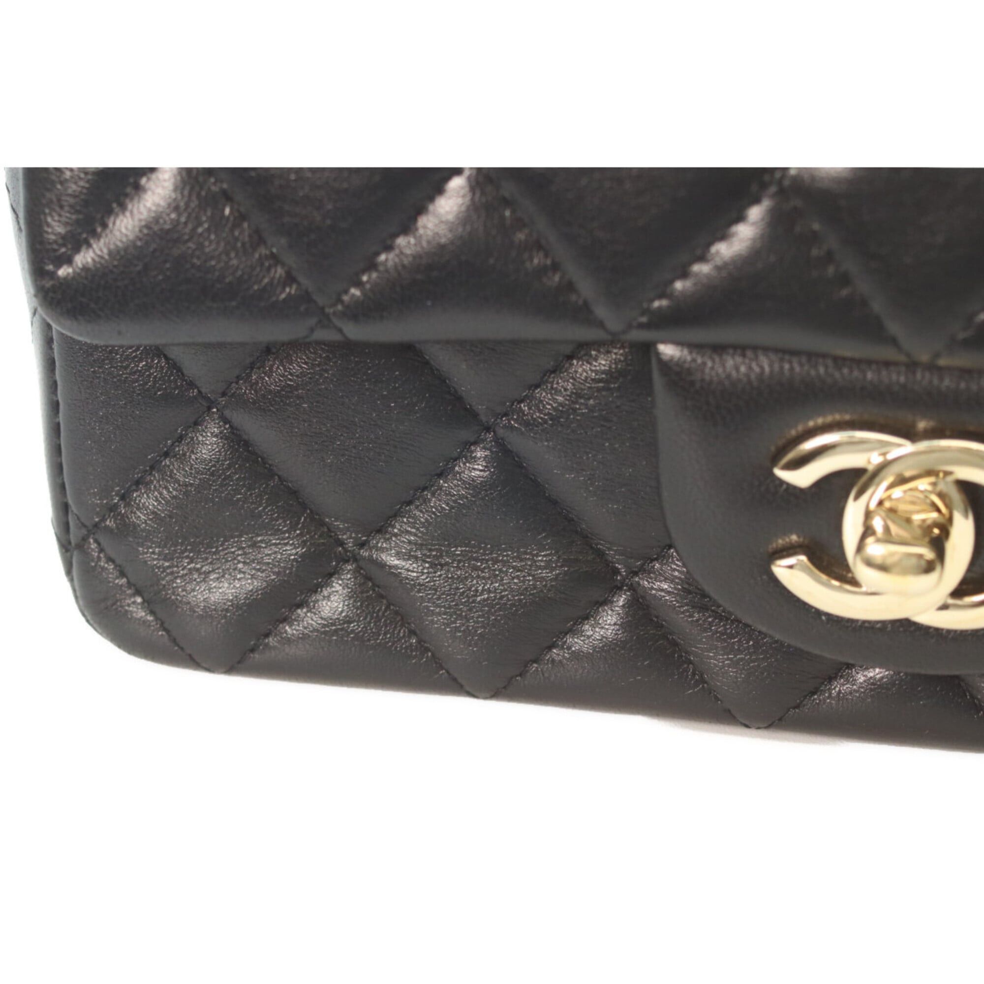 Chanel CHANEL A69900 Black Lambskin Gold Hardware Mini Matelassé 20 Chain Shoulder Bag for Women Size ONE SIZE - 7 Thumbnail