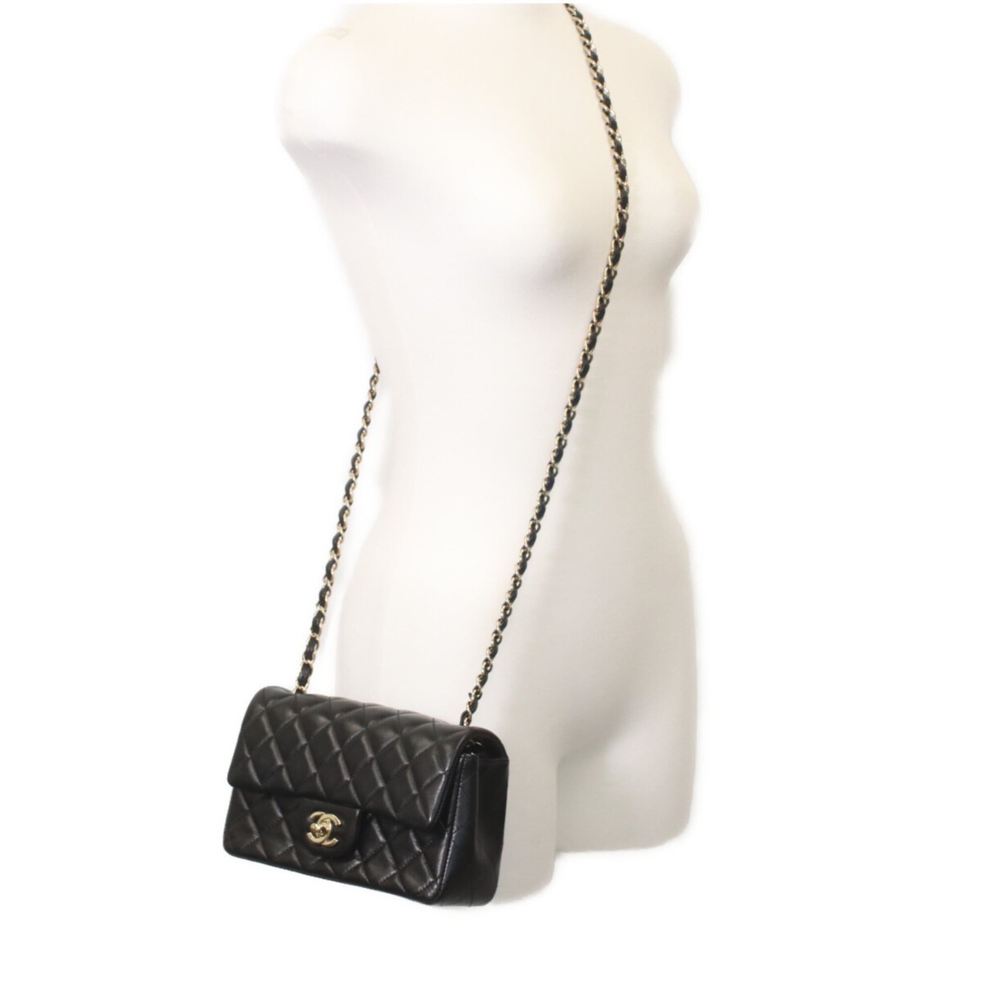 Chanel CHANEL A69900 Black Lambskin Gold Hardware Mini Matelassé 20 Chain Shoulder Bag for Women Size ONE SIZE - 14 Thumbnail
