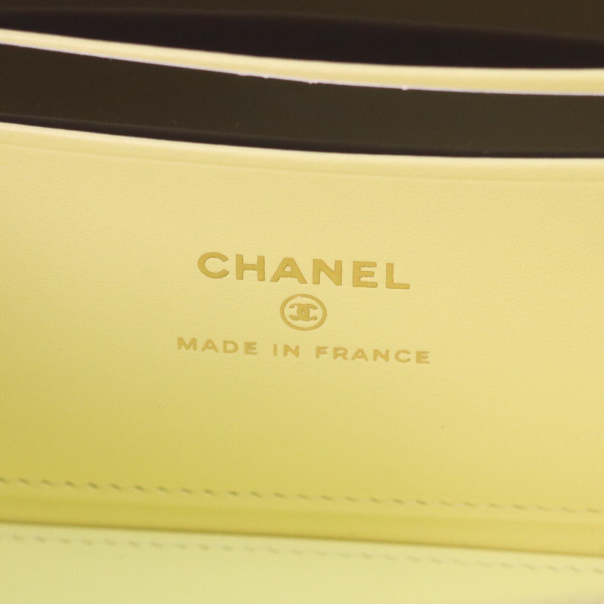 Chanel CHANEL AP4530 Yellow Caviar Leather Matelassé Shoulder Vanity Bag with Gold Hardware and Heart Rhinestone Coco Mark - Women's Size ONE SIZE - 9 Thumbnail