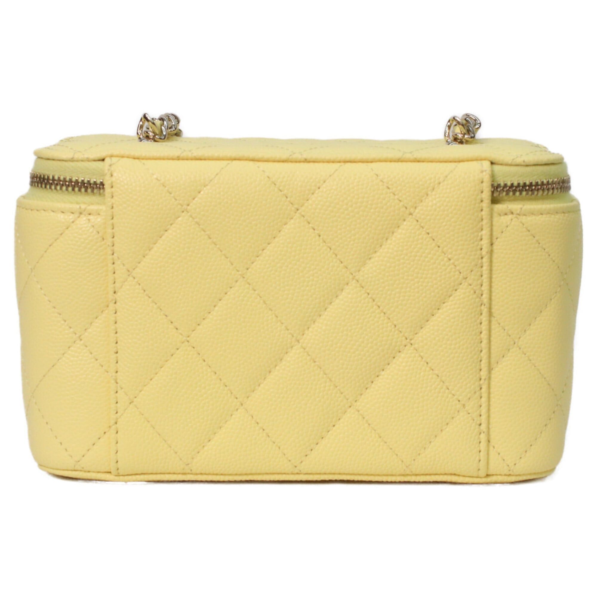 Chanel CHANEL AP4530 Yellow Caviar Leather Matelassé Shoulder Vanity Bag with Gold Hardware and Heart Rhinestone Coco Mark - Women's Size ONE SIZE - 3 Thumbnail