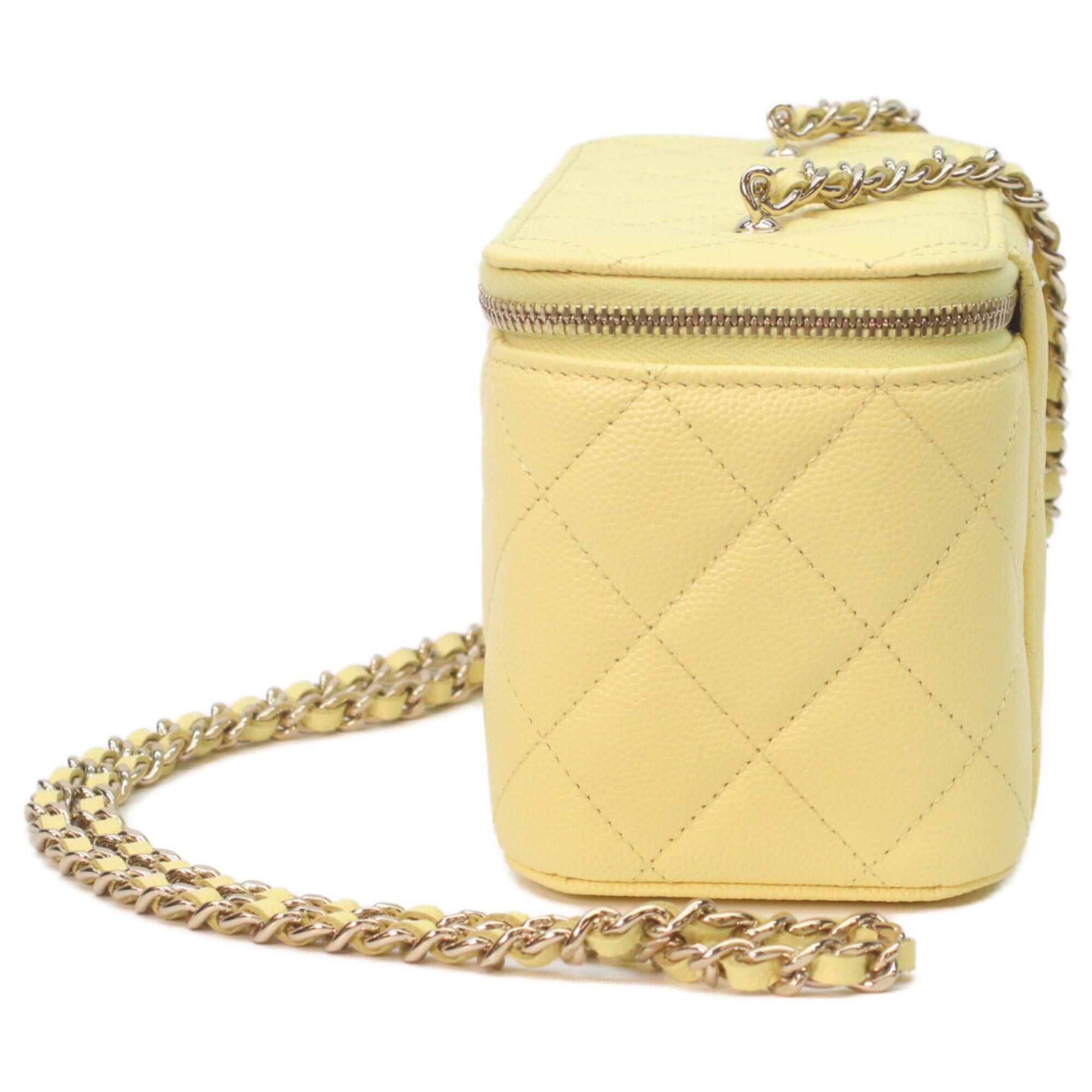 Chanel CHANEL AP4530 Yellow Caviar Leather Matelassé Shoulder Vanity Bag with Gold Hardware and Heart Rhinestone Coco Mark - Women's Size ONE SIZE - 2 Thumbnail
