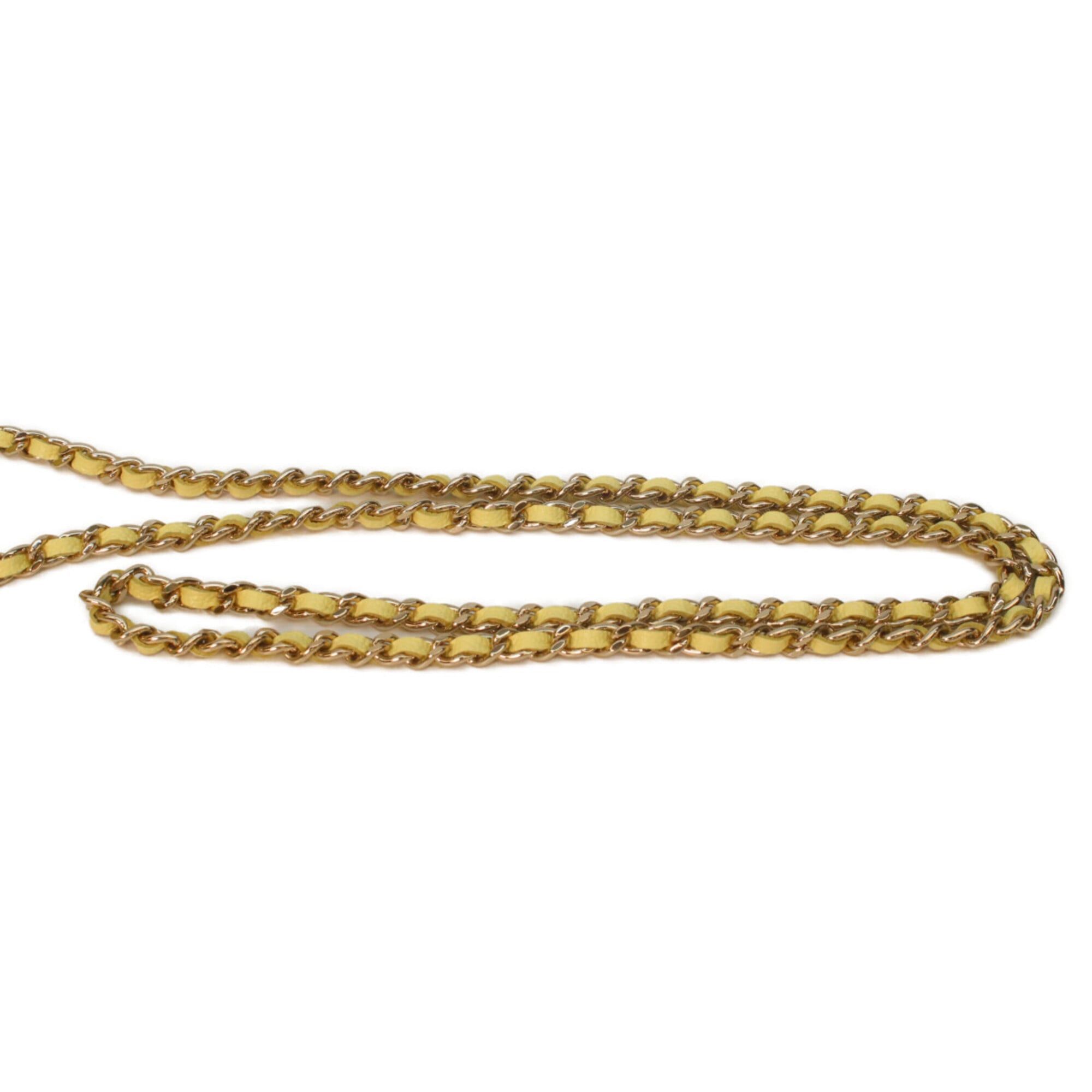 Chanel CHANEL AP4530 Yellow Caviar Leather Matelassé Shoulder Vanity Bag with Gold Hardware and Heart Rhinestone Coco Mark - Women's Size ONE SIZE - 7 Thumbnail