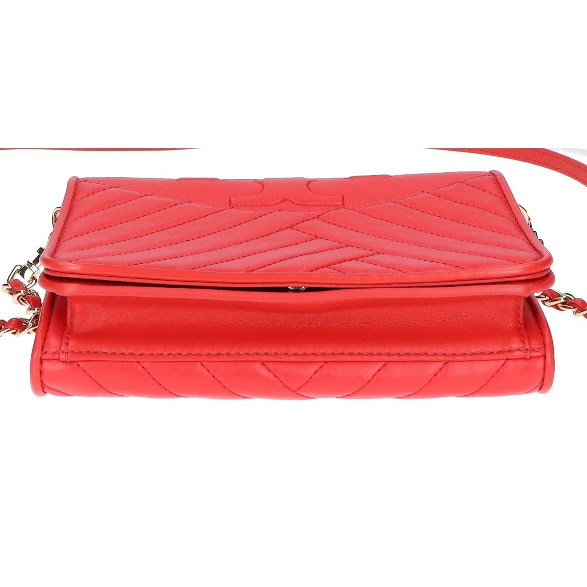 Tory Burch Tory Burch Leather Quilted Chain Shoulder Bag, Red, Women's Size ONE SIZE - 5 Thumbnail