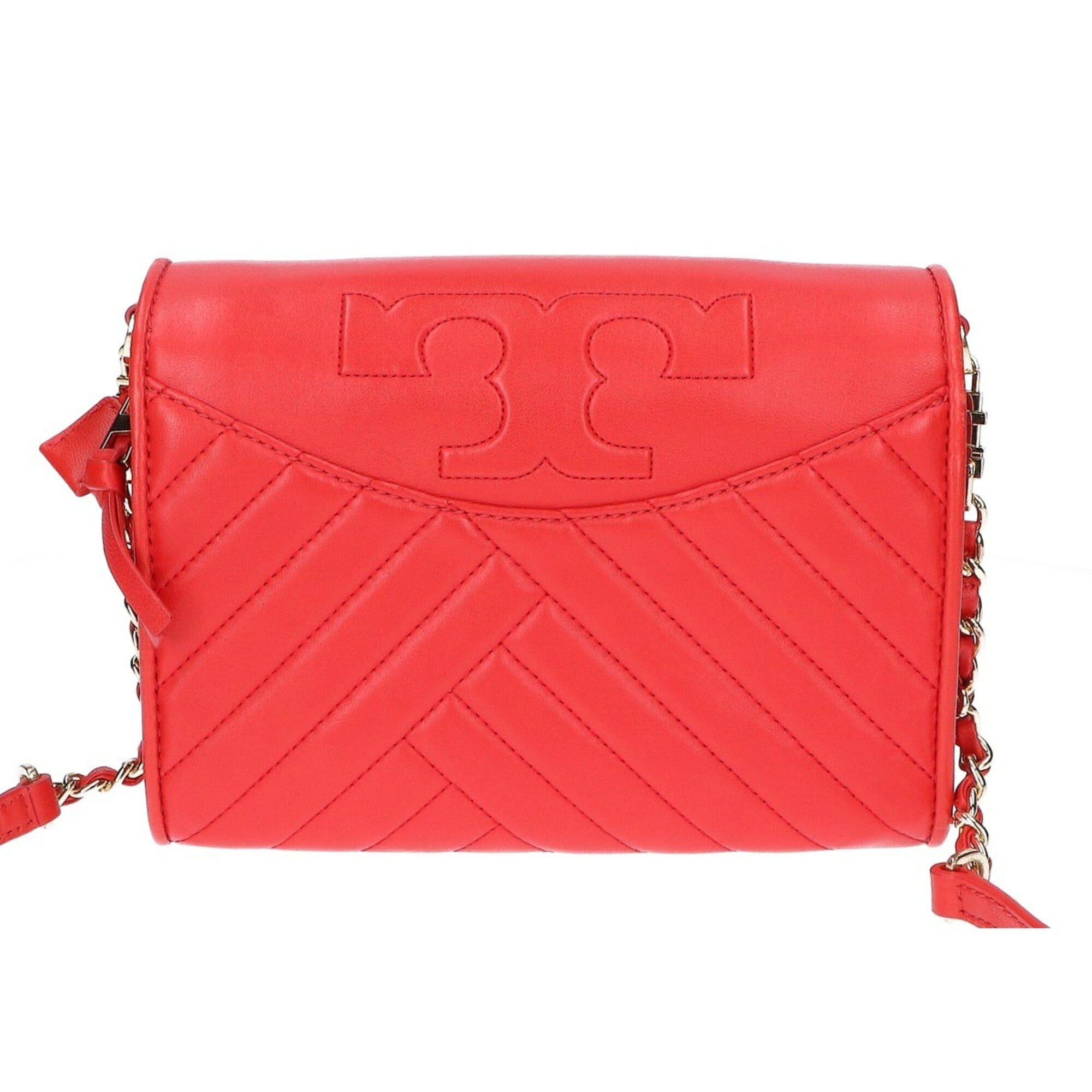 Tory Burch Tory Burch Leather Quilted Chain Shoulder Bag, Red, Women's Size ONE SIZE - 3 Thumbnail
