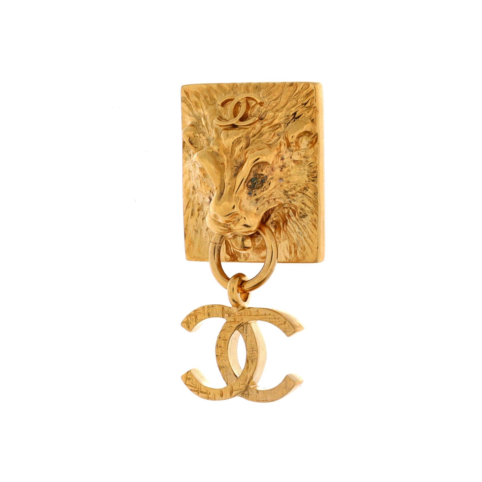Chanel CC Lion Head Drop Earrings Size ONE SIZE - 2 Thumbnail