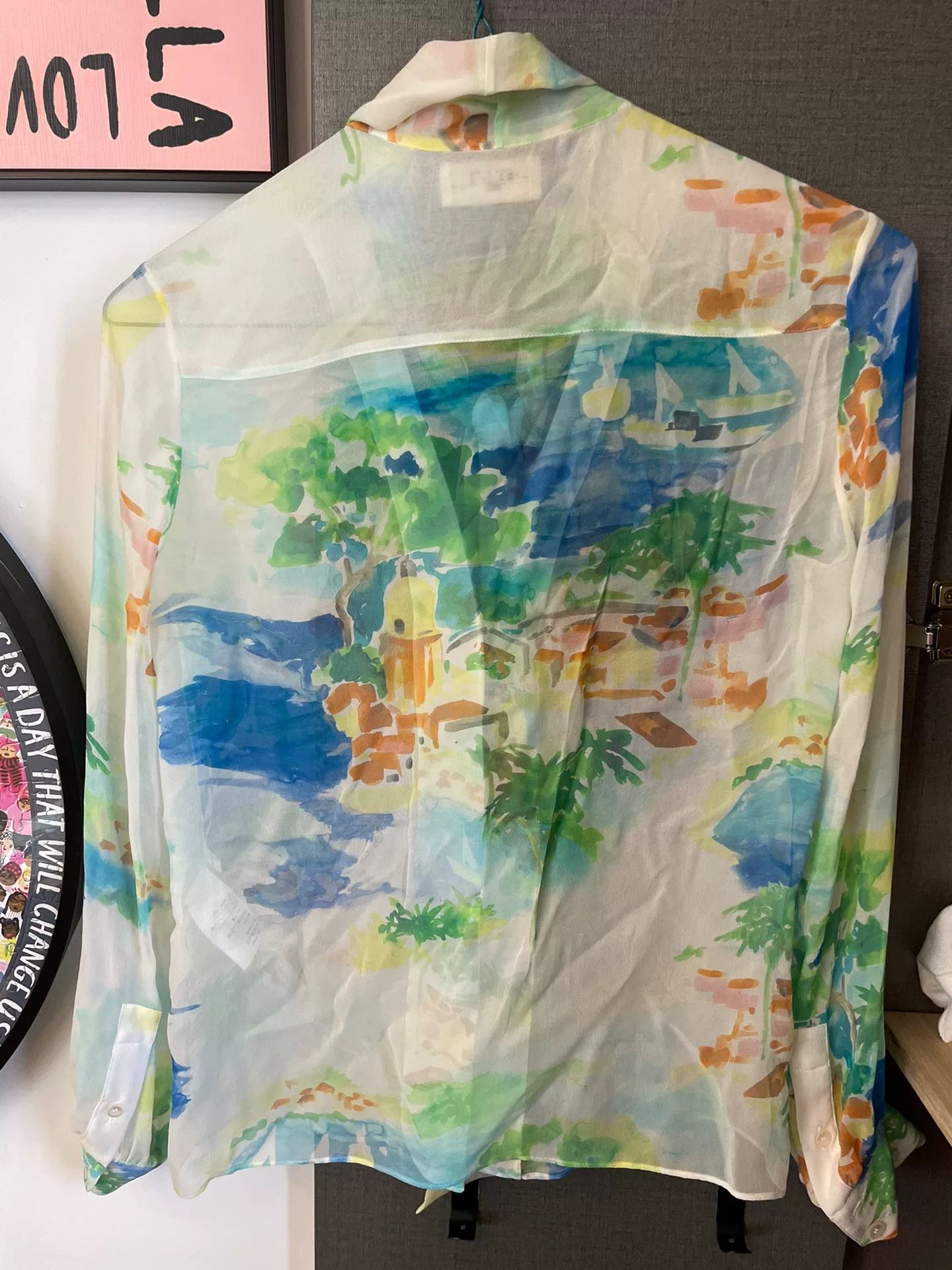 Celine Celine Silk Watercolor Print Shirt Size XXS / US 00 / IT 34 - 4 Thumbnail