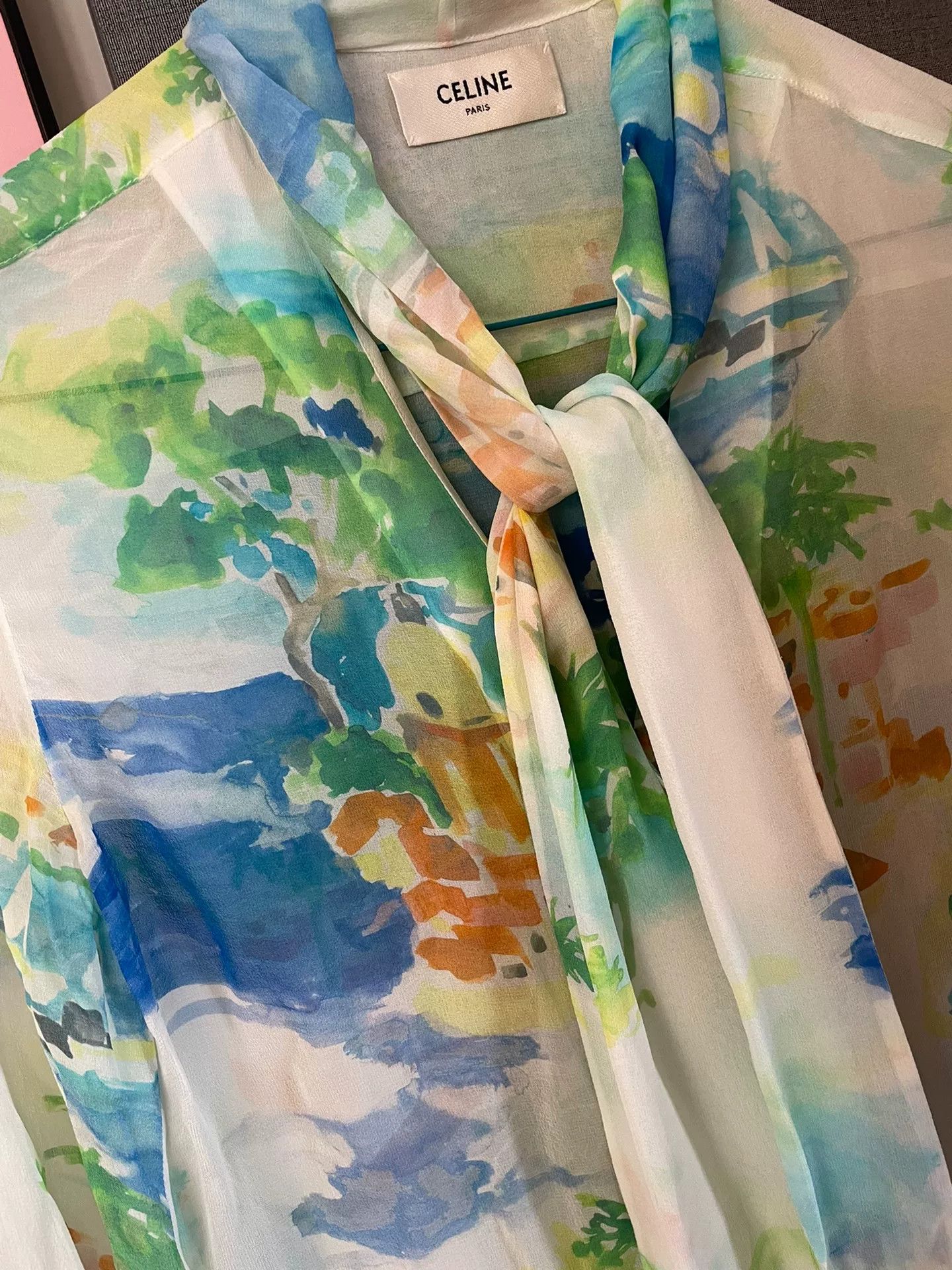 Celine Celine Silk Watercolor Print Shirt Size XXS / US 00 / IT 34 - 2 Thumbnail