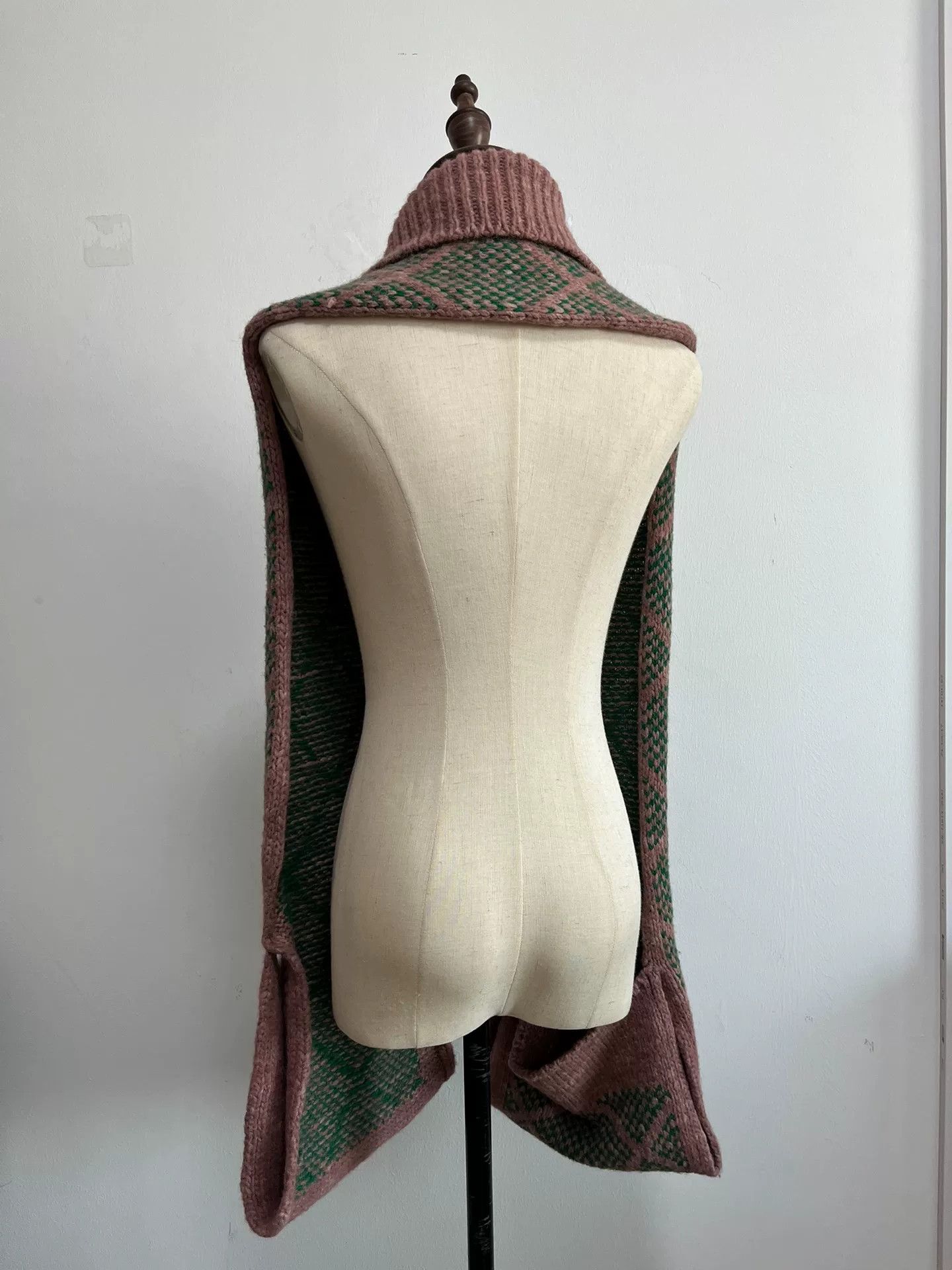 Dries Van Noten Dries van Noten Pink Green Argyle Scarf Size ONE SIZE - 5 Thumbnail