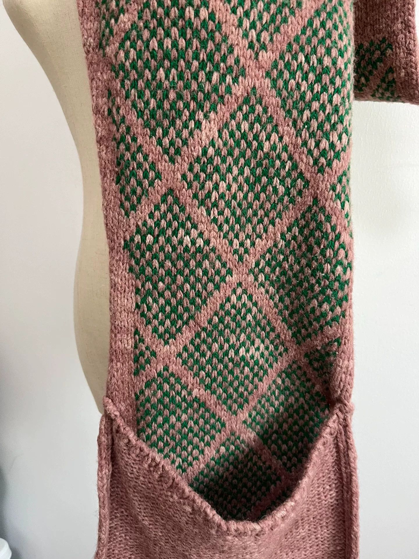 Dries Van Noten Dries van Noten Pink Green Argyle Scarf Size ONE SIZE - 4 Thumbnail