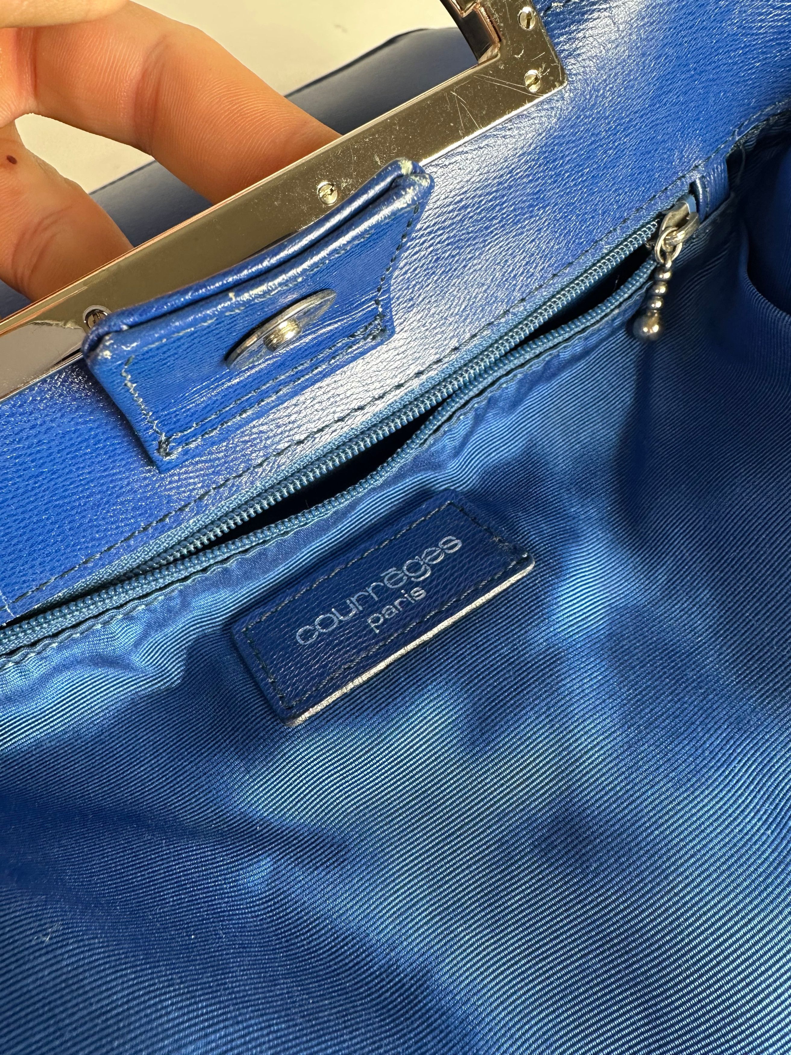 Courreges Vintage 2Way Leather Handbag Blue Size ONE SIZE - 5 Thumbnail