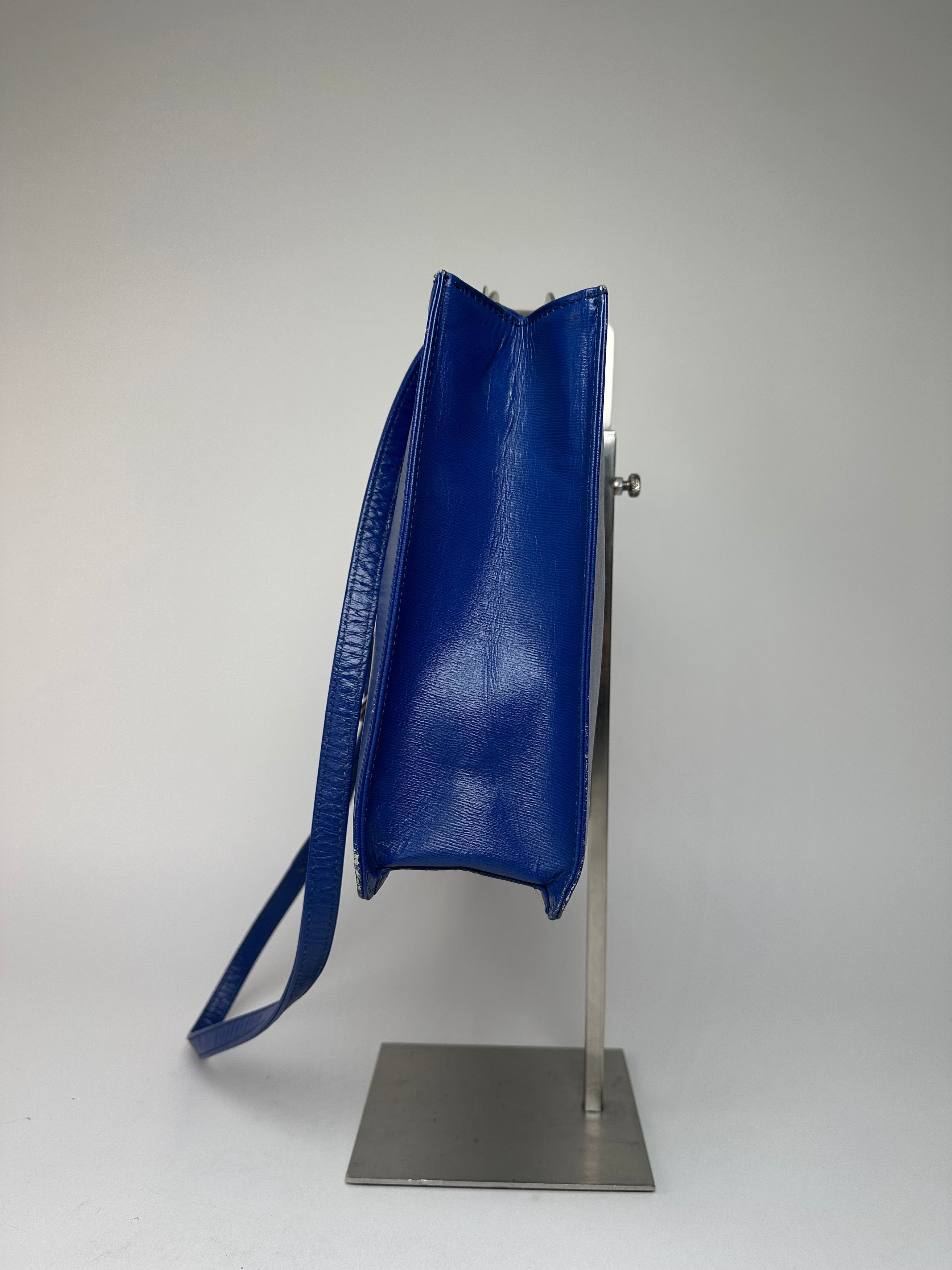 Courreges Vintage 2Way Leather Handbag Blue Size ONE SIZE - 8 Thumbnail