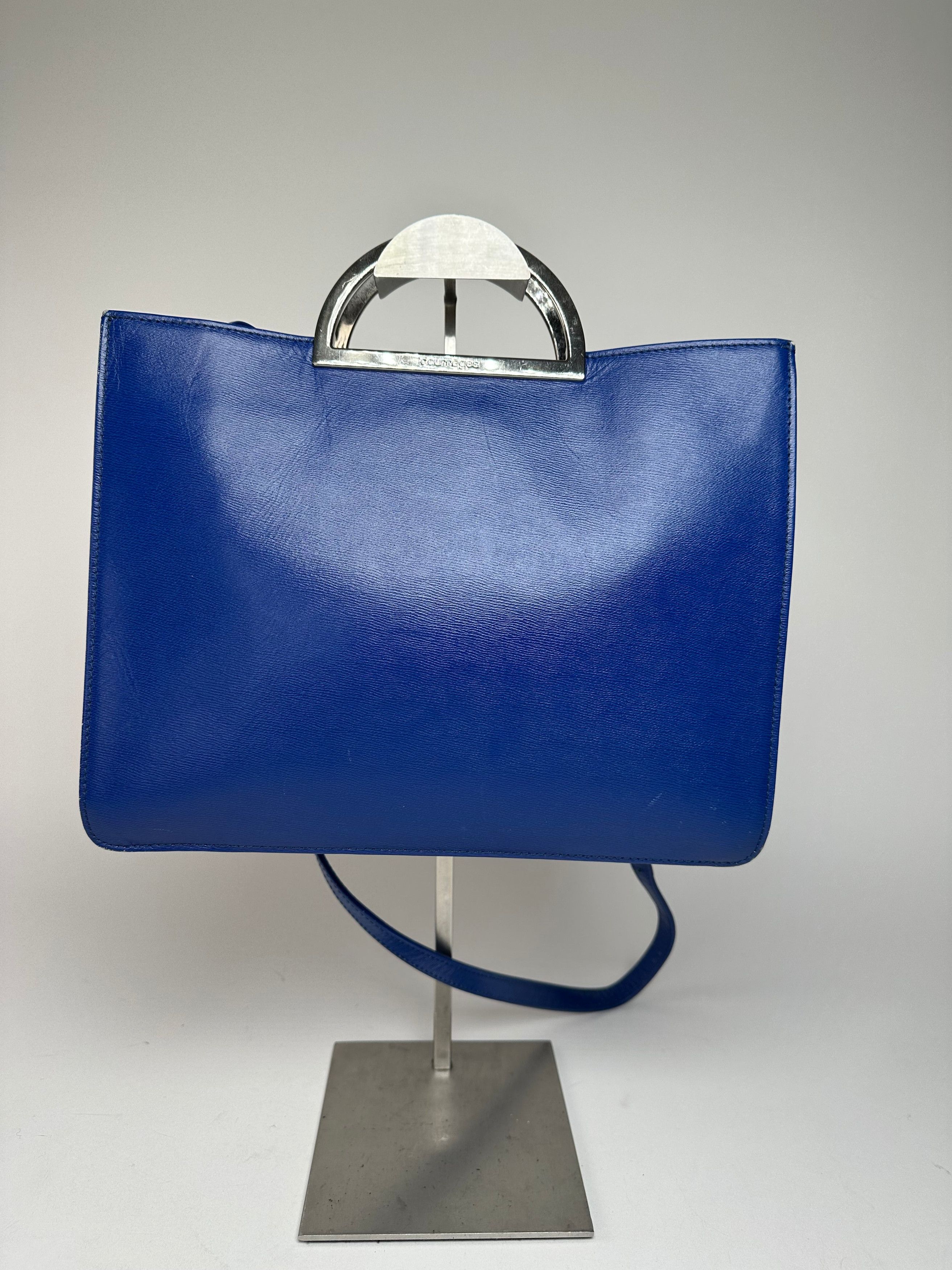 Courreges Vintage 2Way Leather Handbag Blue Size ONE SIZE - 15 Thumbnail