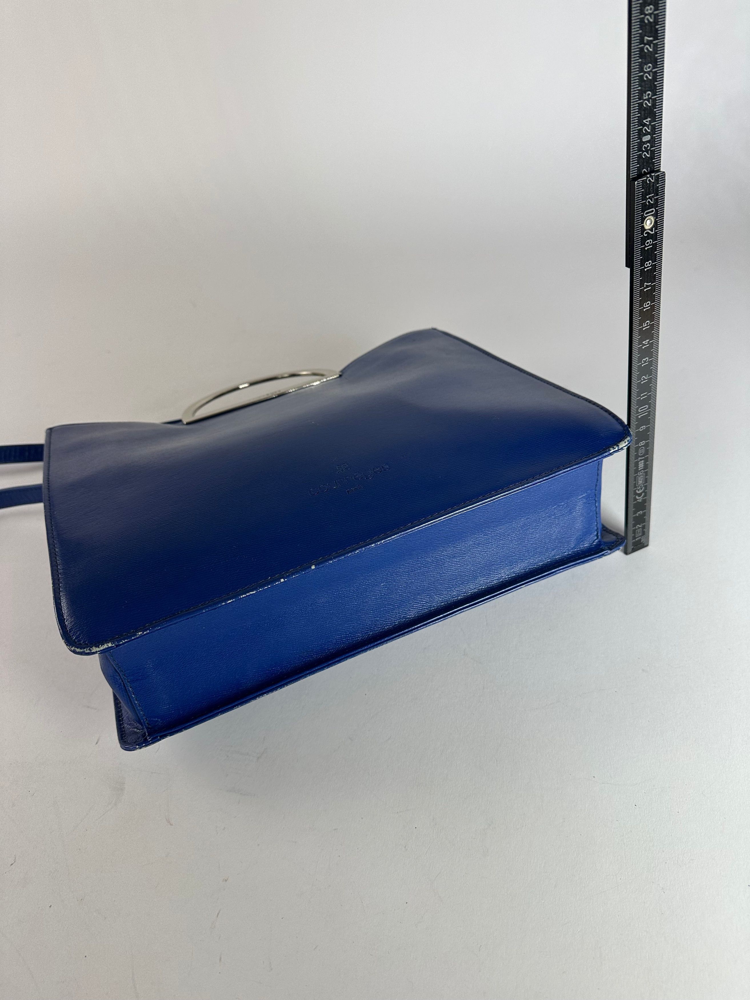 Courreges Vintage 2Way Leather Handbag Blue Size ONE SIZE - 13 Thumbnail