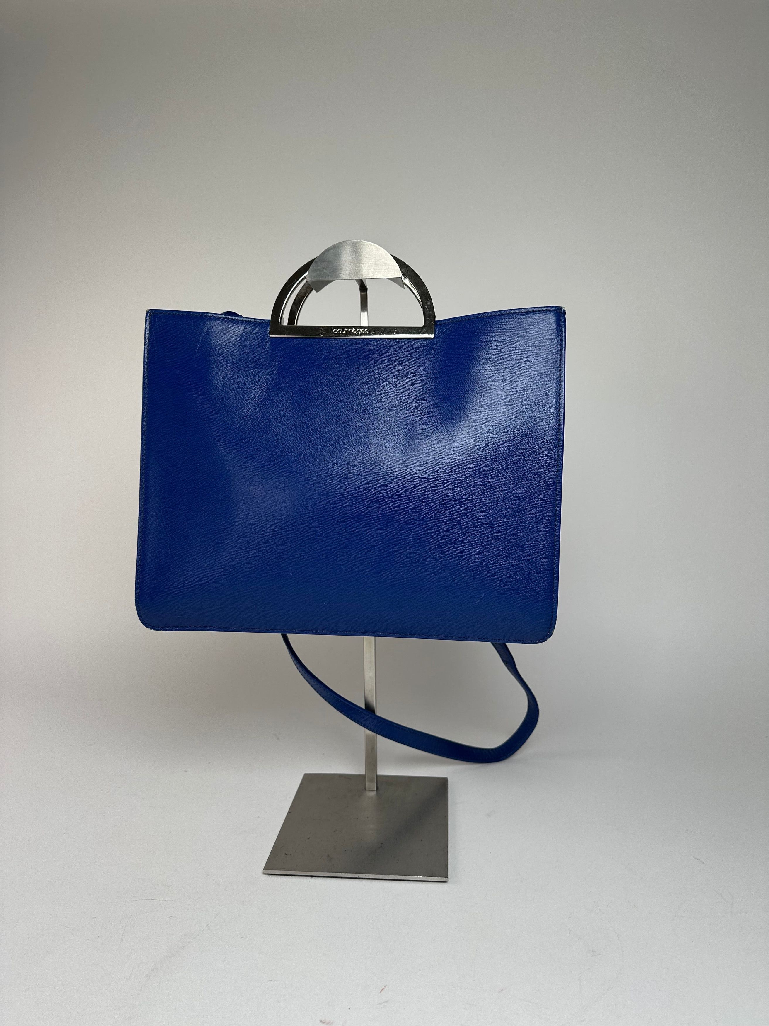 Courreges Vintage 2Way Leather Handbag Blue Size ONE SIZE - 2 Thumbnail