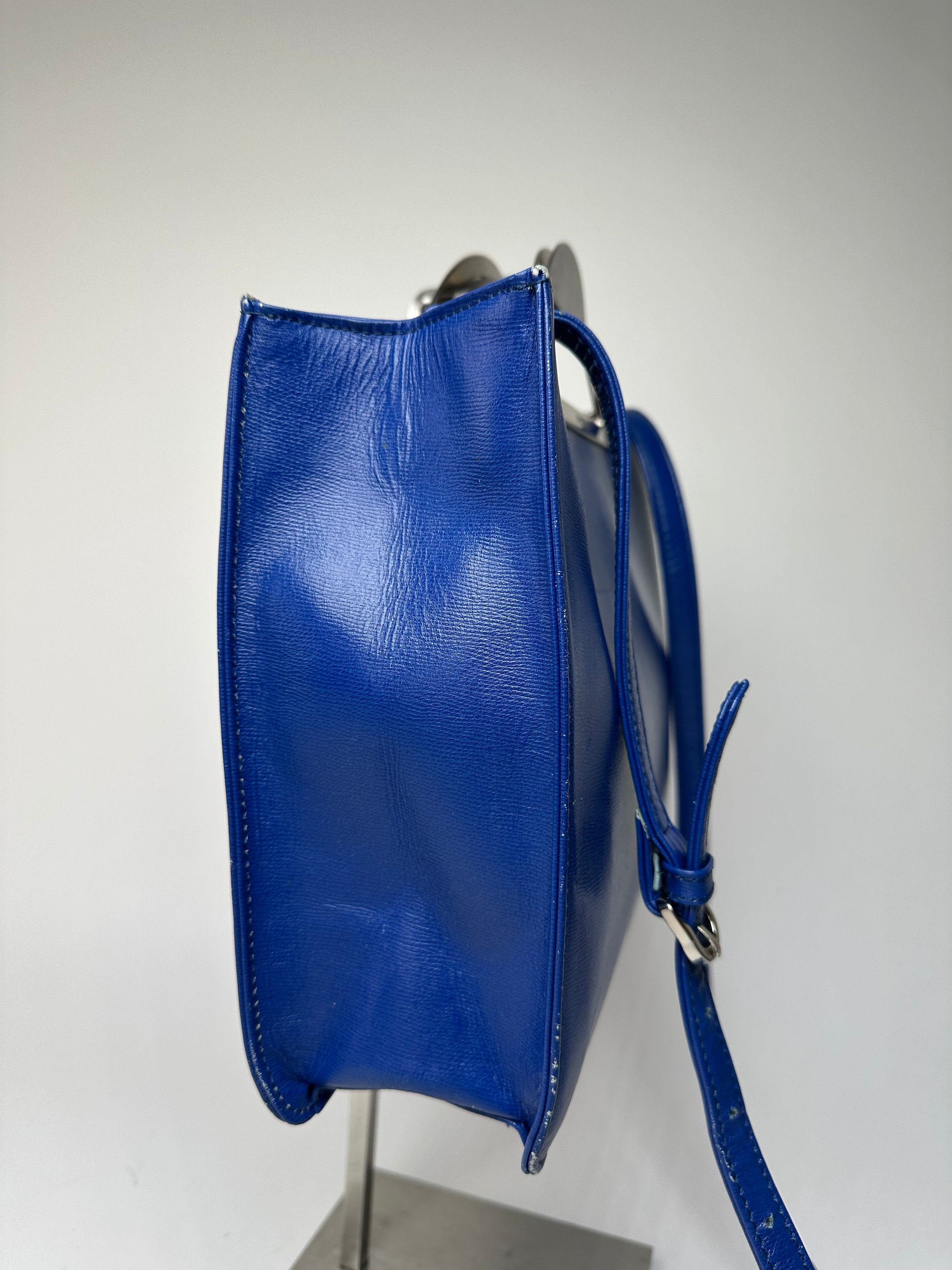 Courreges Vintage 2Way Leather Handbag Blue Size ONE SIZE - 10 Thumbnail