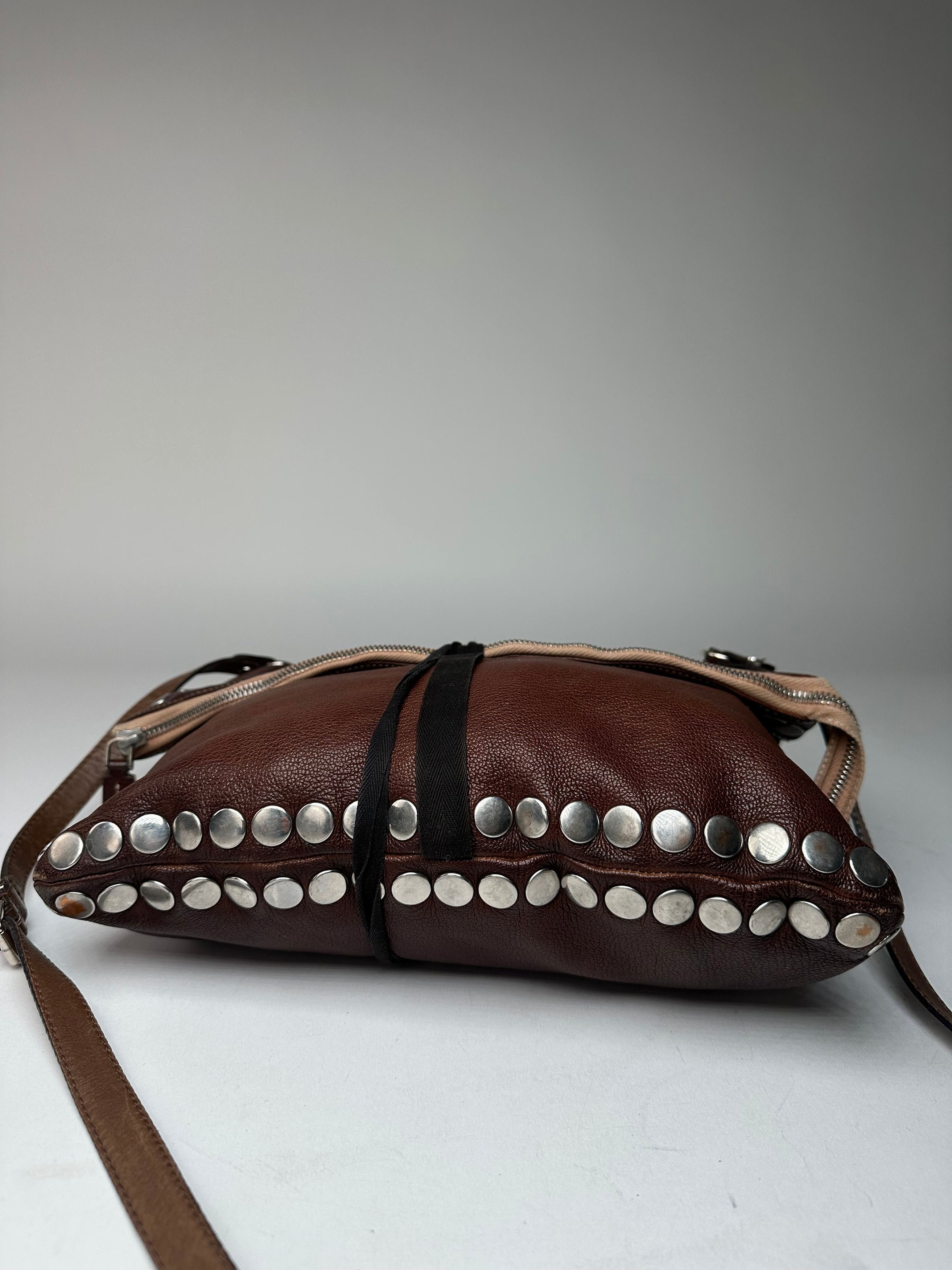 Marni Vintage Studded Leather Shoulder Bag Brown Size ONE SIZE - 9 Thumbnail