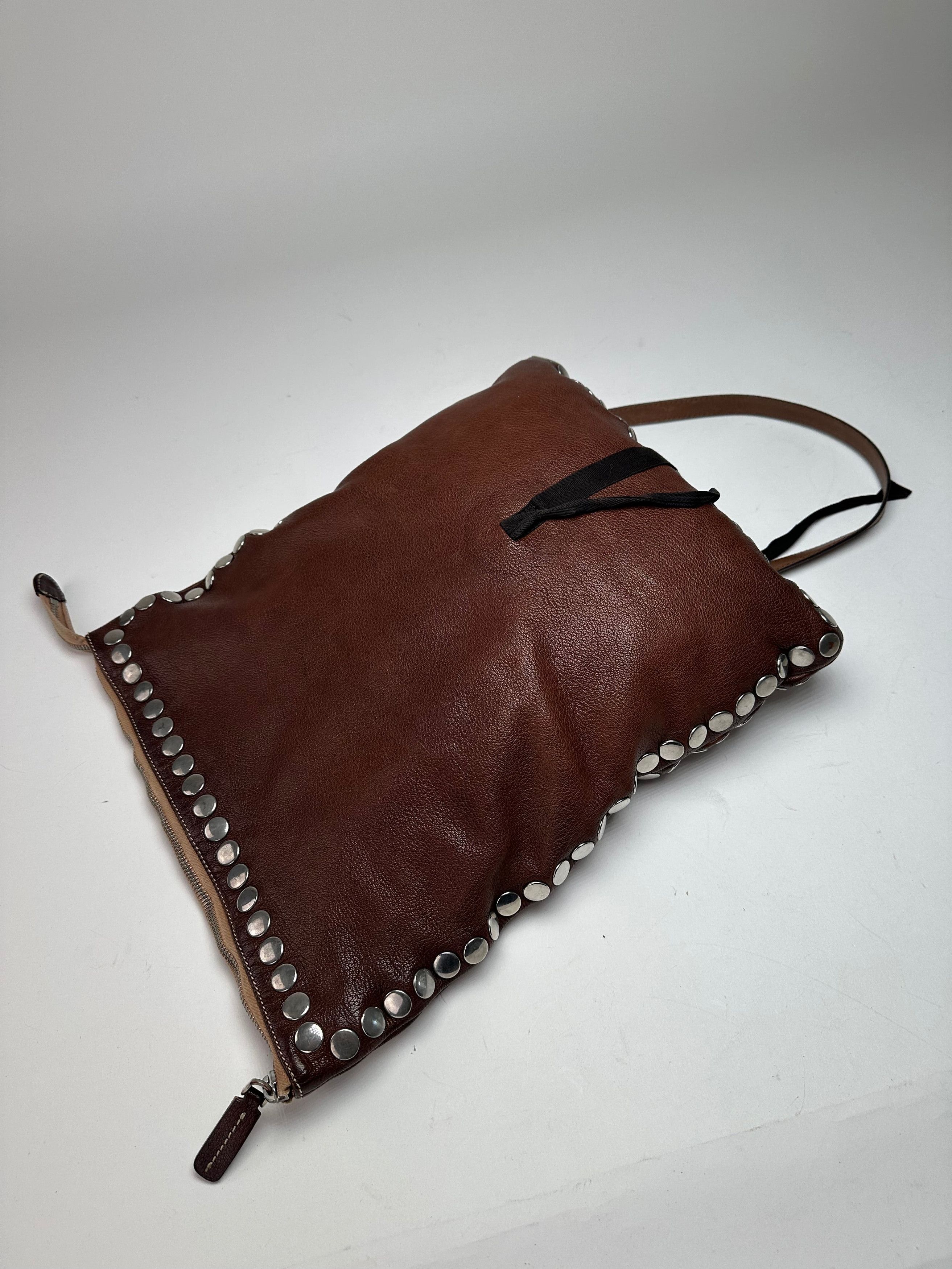 Marni Vintage Studded Leather Shoulder Bag Brown Size ONE SIZE - 5 Thumbnail