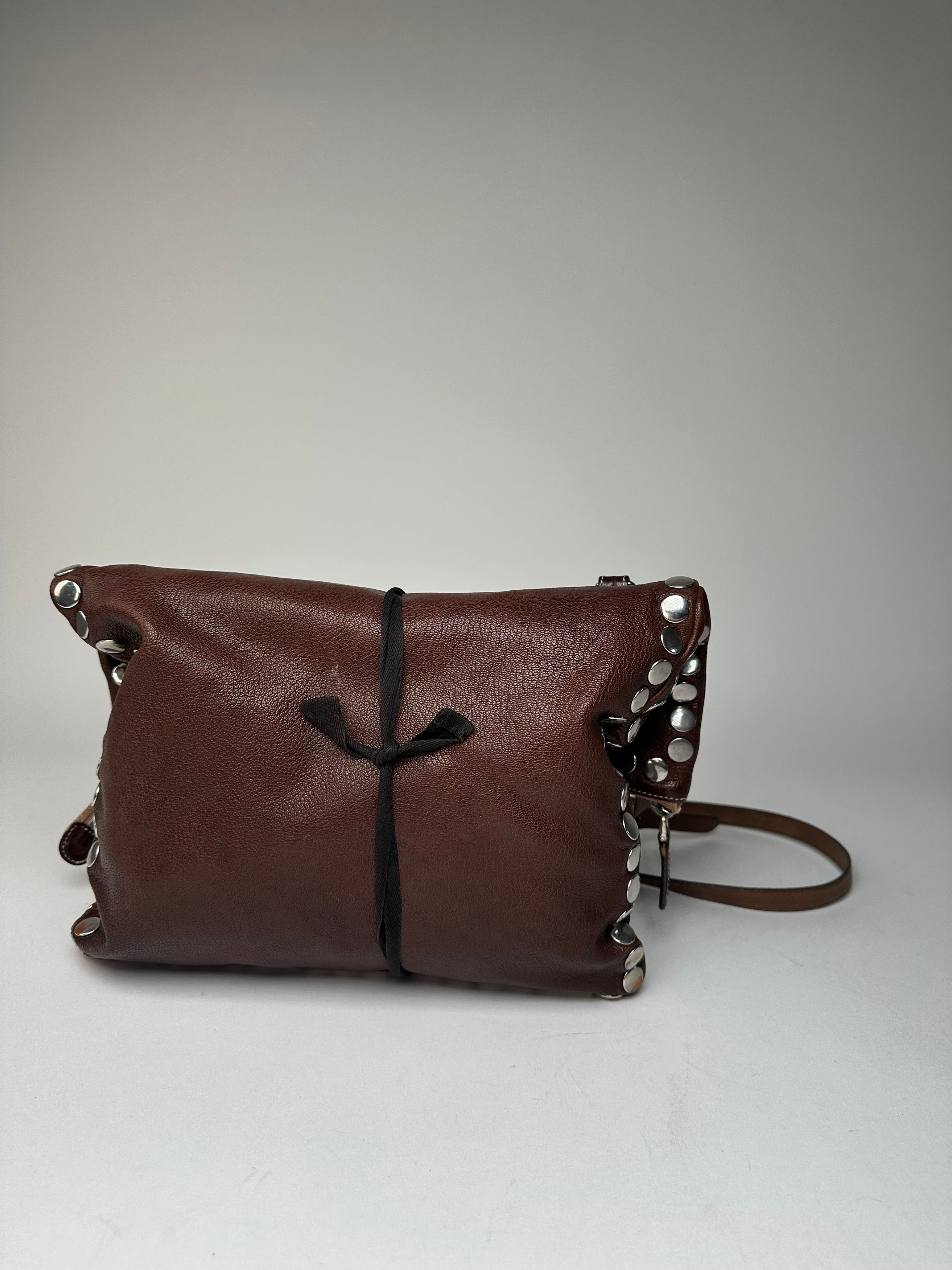 Marni Vintage Studded Leather Shoulder Bag Brown Size ONE SIZE - 2 Thumbnail