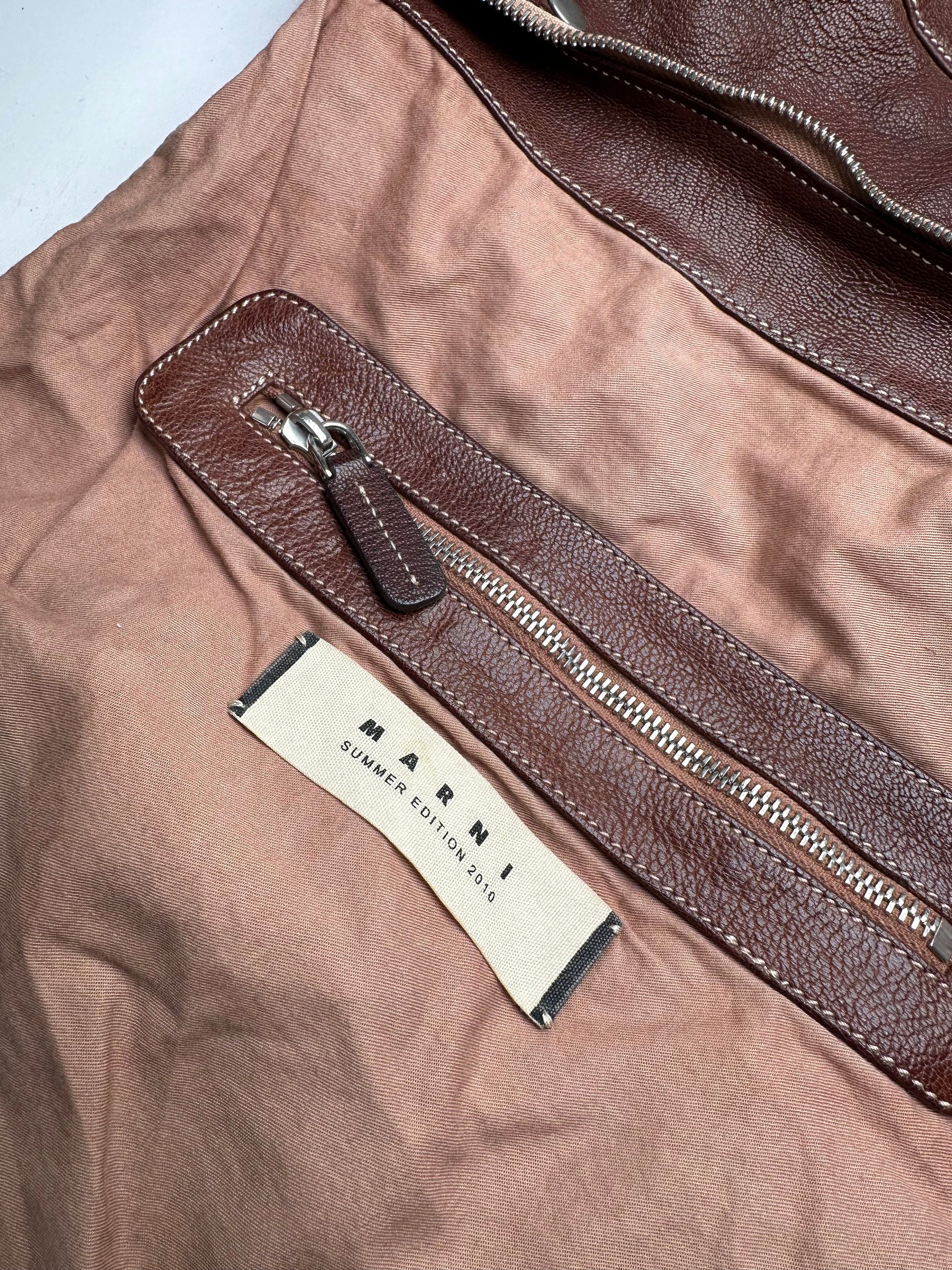 Marni Vintage Studded Leather Shoulder Bag Brown Size ONE SIZE - 4 Thumbnail