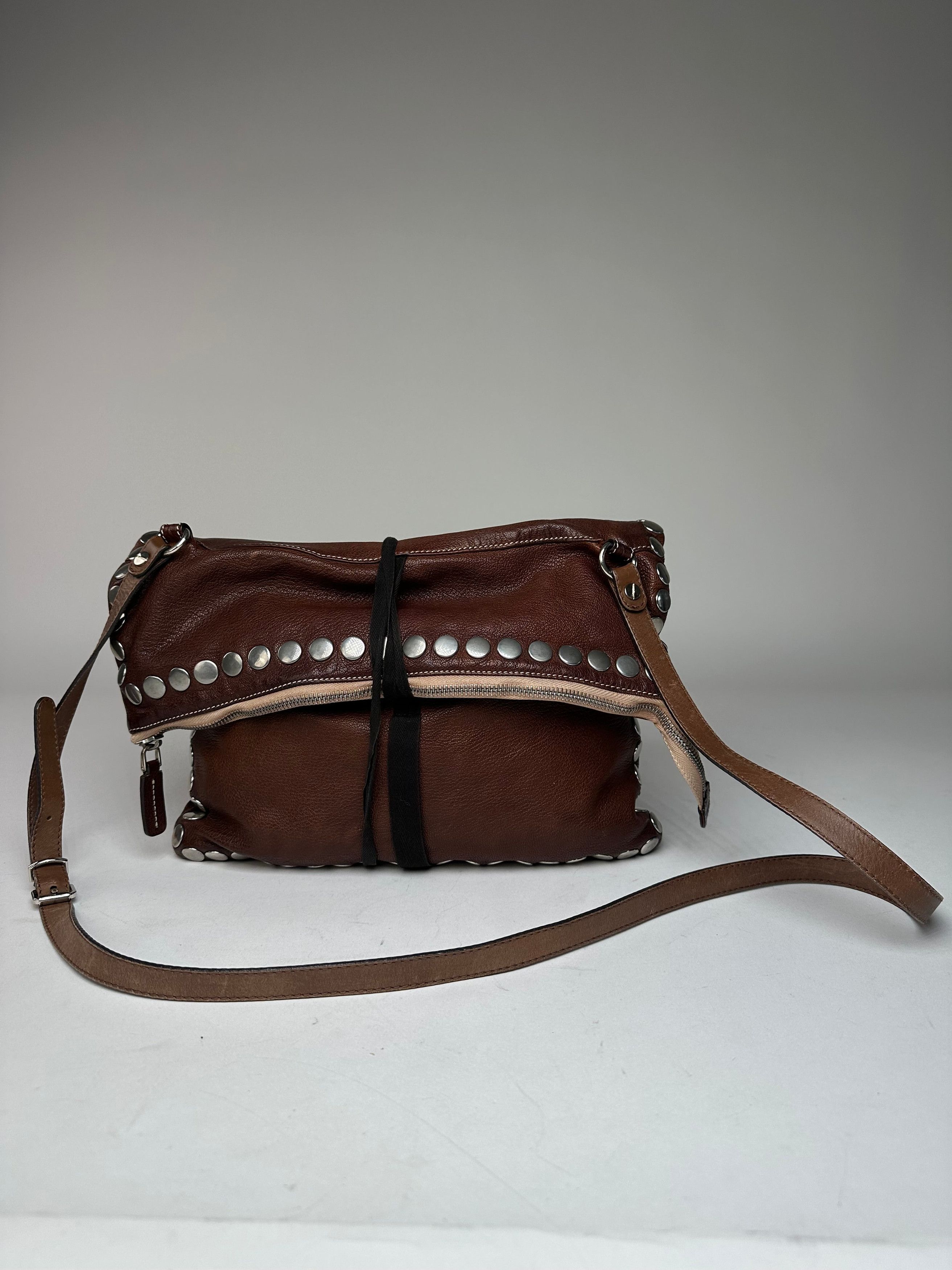 Marni Vintage Studded Leather Shoulder Bag Brown Size ONE SIZE - 12 Thumbnail