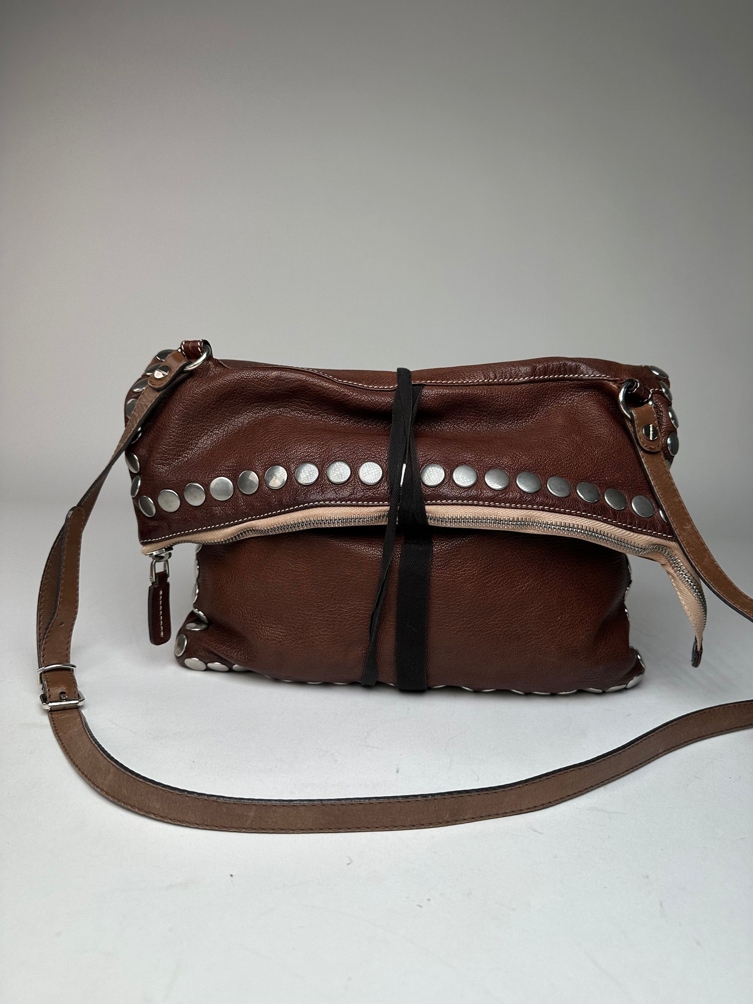 Marni Vintage Studded Leather Shoulder Bag Brown Size ONE SIZE - 6 Thumbnail