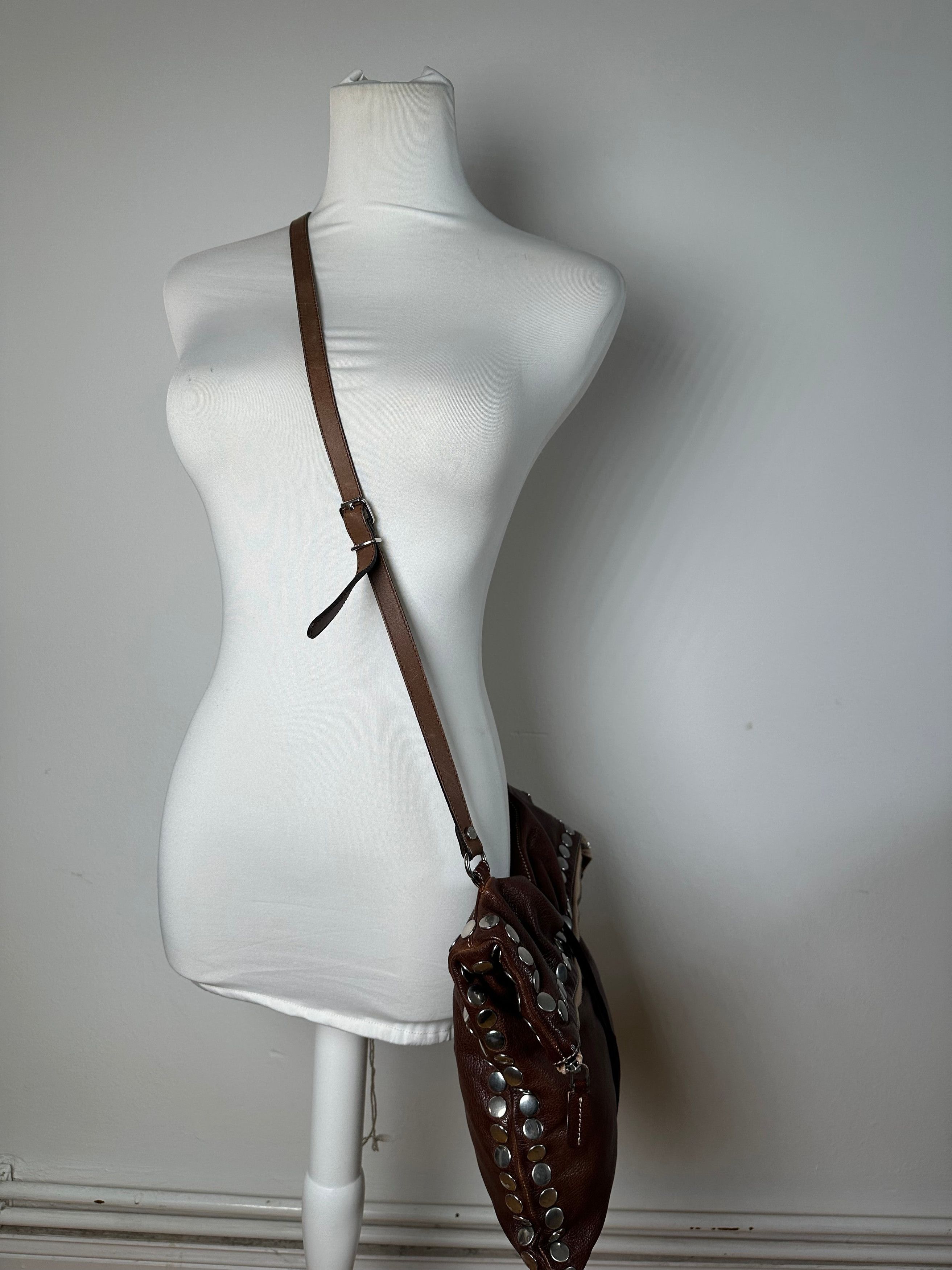 Marni Vintage Studded Leather Shoulder Bag Brown Size ONE SIZE - 11 Thumbnail
