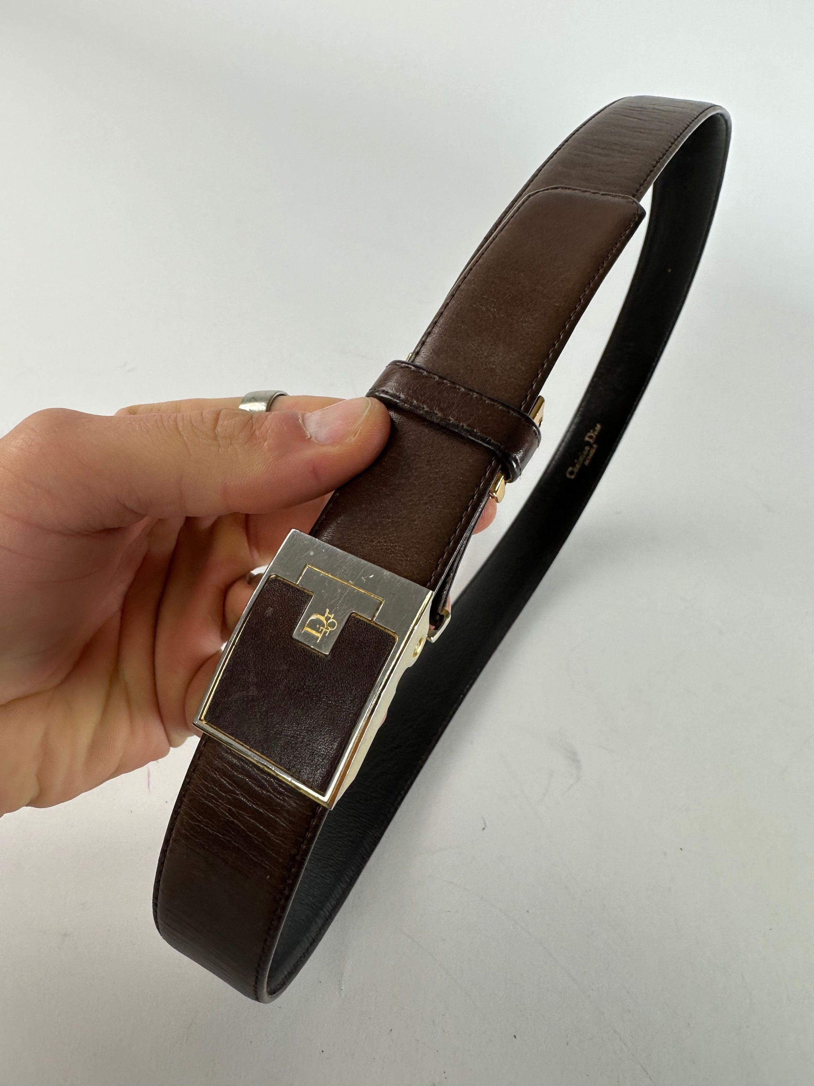 Dior Vintage Snake Emblossed Leather Belt Brown Size ONE SIZE - 2 Thumbnail
