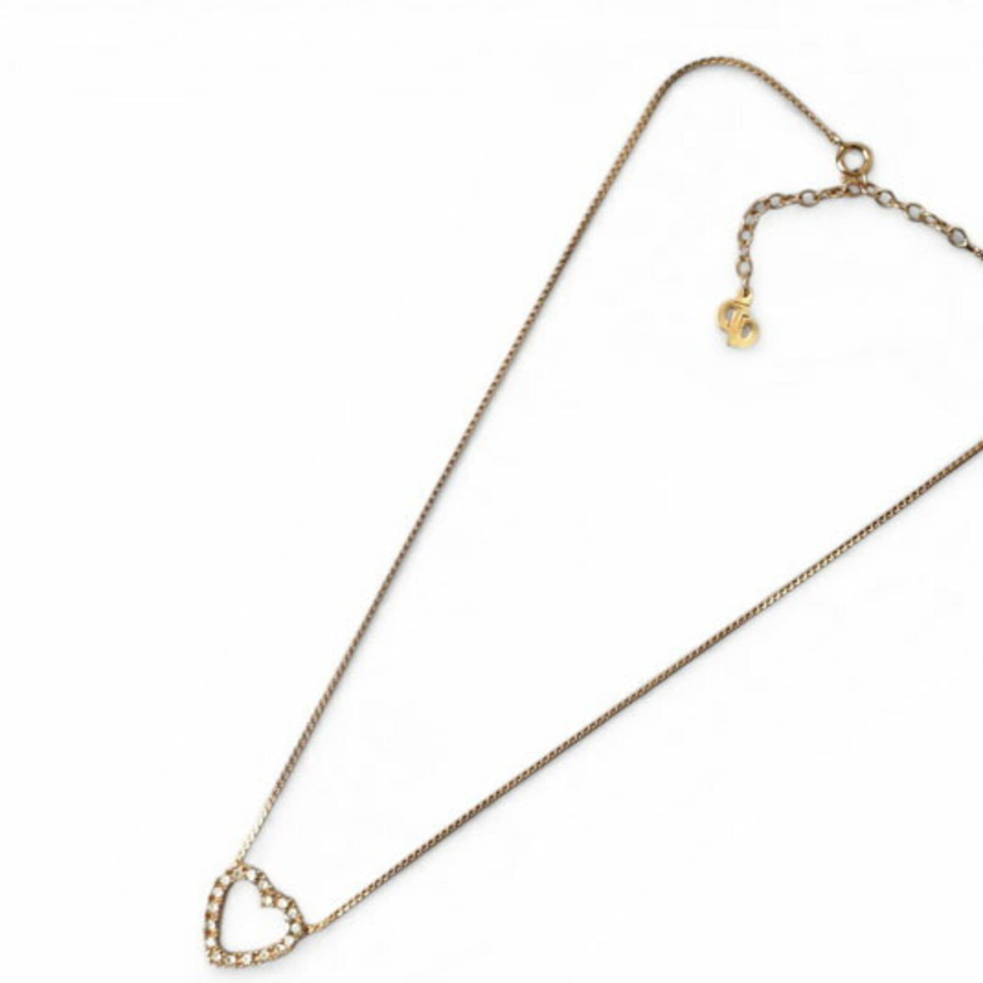 Dior Christian Dior Necklace Pendant, Heart Motif, Rhinestone, Gold Size ONE SIZE - 4 Thumbnail
