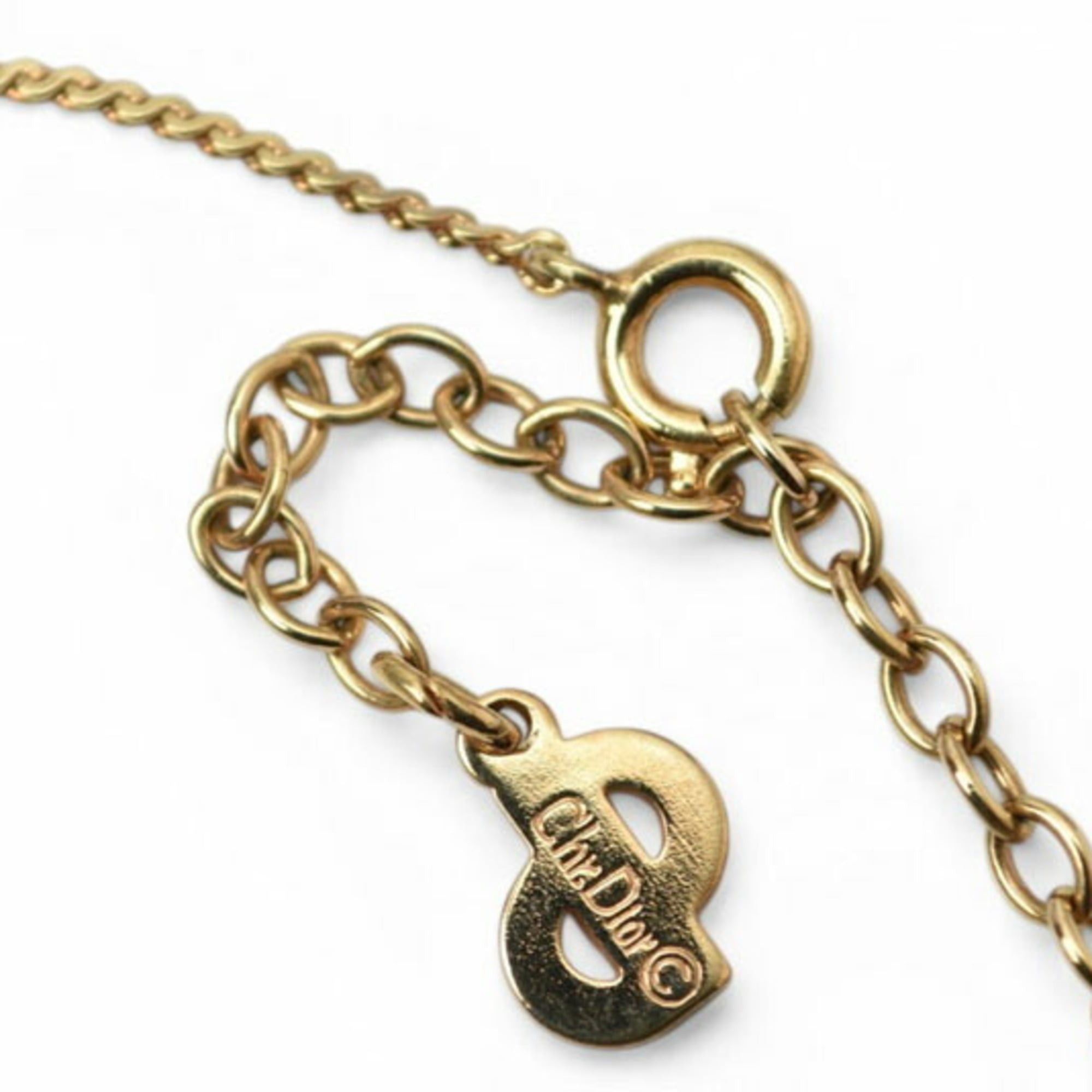 Dior Christian Dior Necklace Pendant, Heart Motif, Rhinestone, Gold Size ONE SIZE - 8 Thumbnail