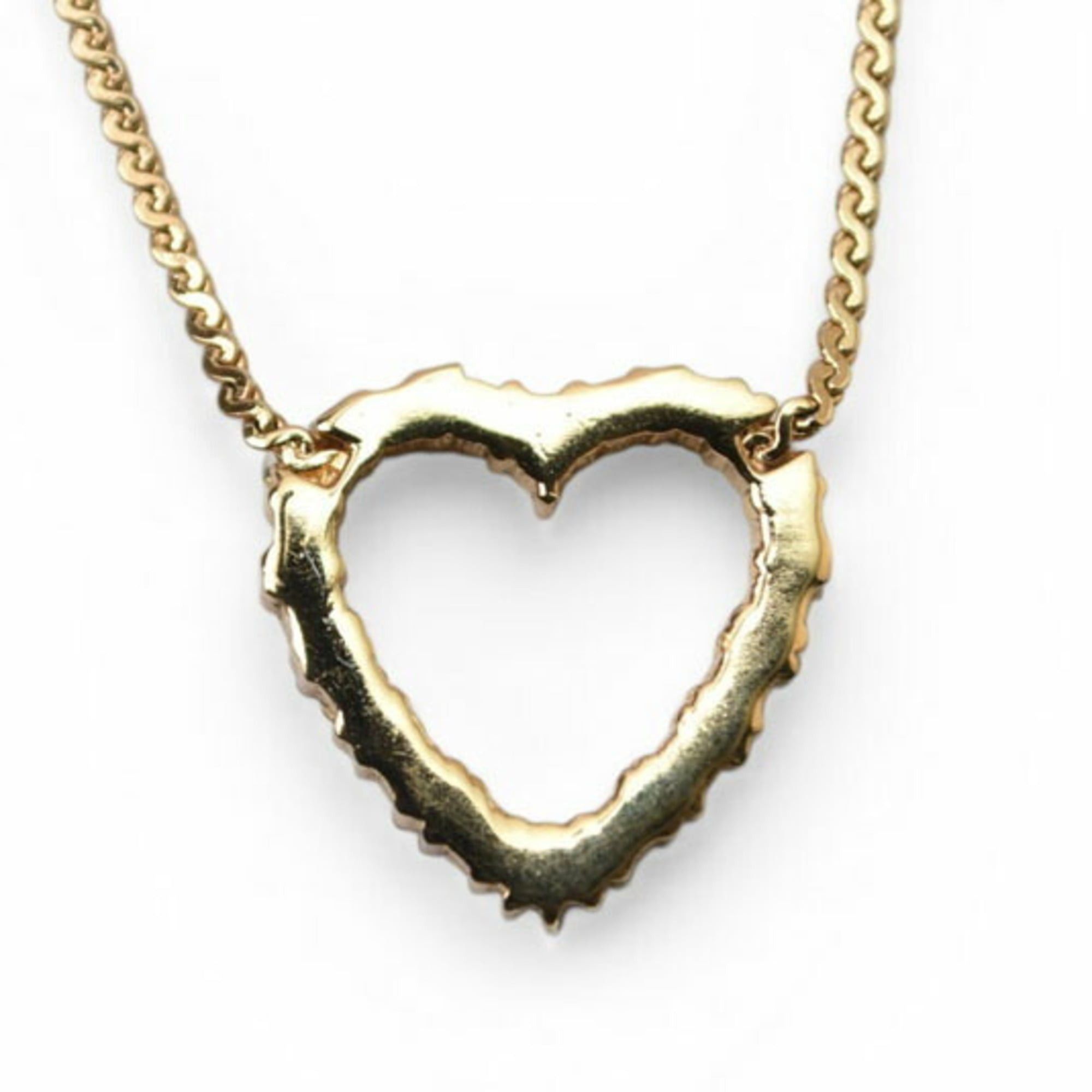 Dior Christian Dior Necklace Pendant, Heart Motif, Rhinestone, Gold Size ONE SIZE - 5 Thumbnail