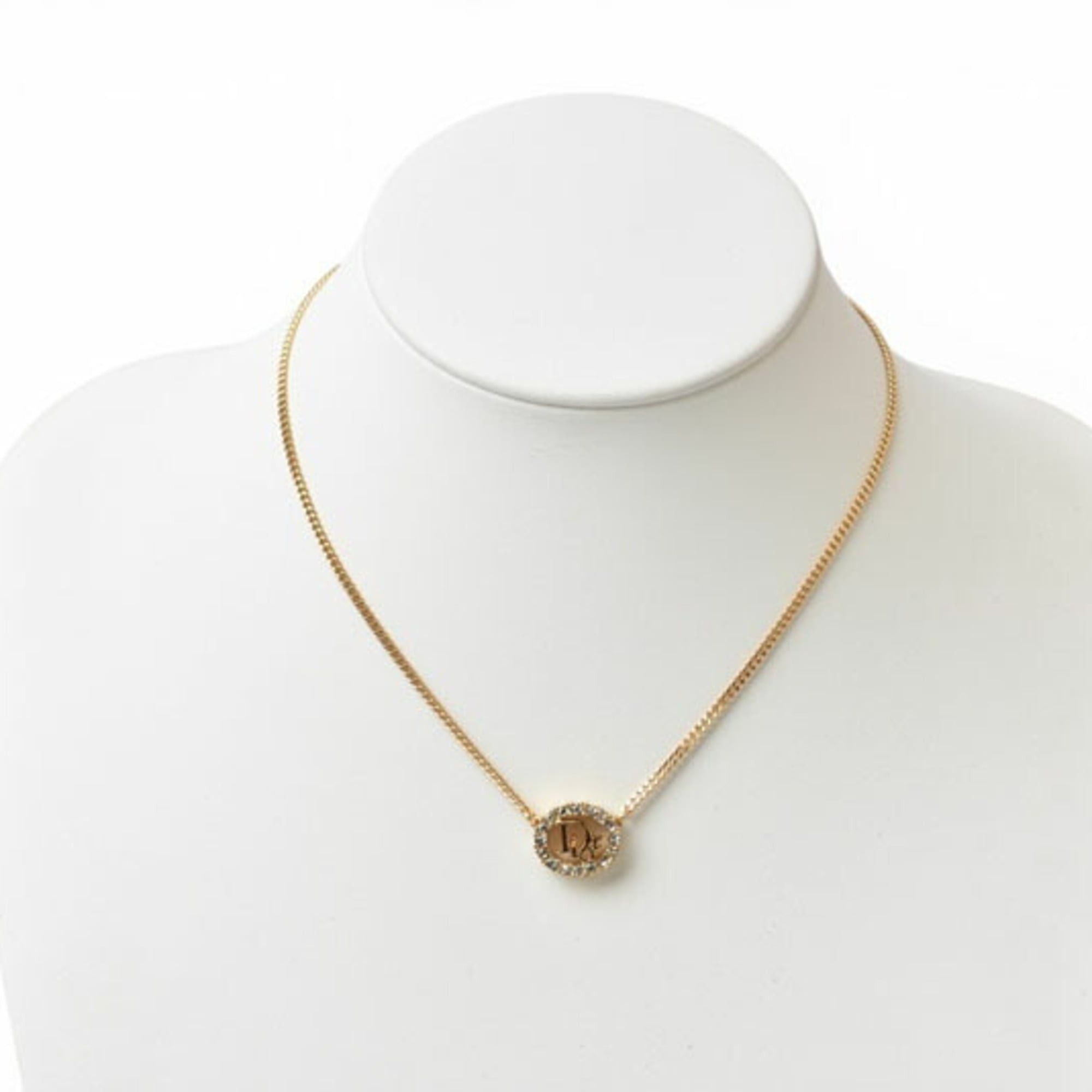 Dior Christian Dior necklace, rhinestone, gold. Size ONE SIZE - 7 Thumbnail