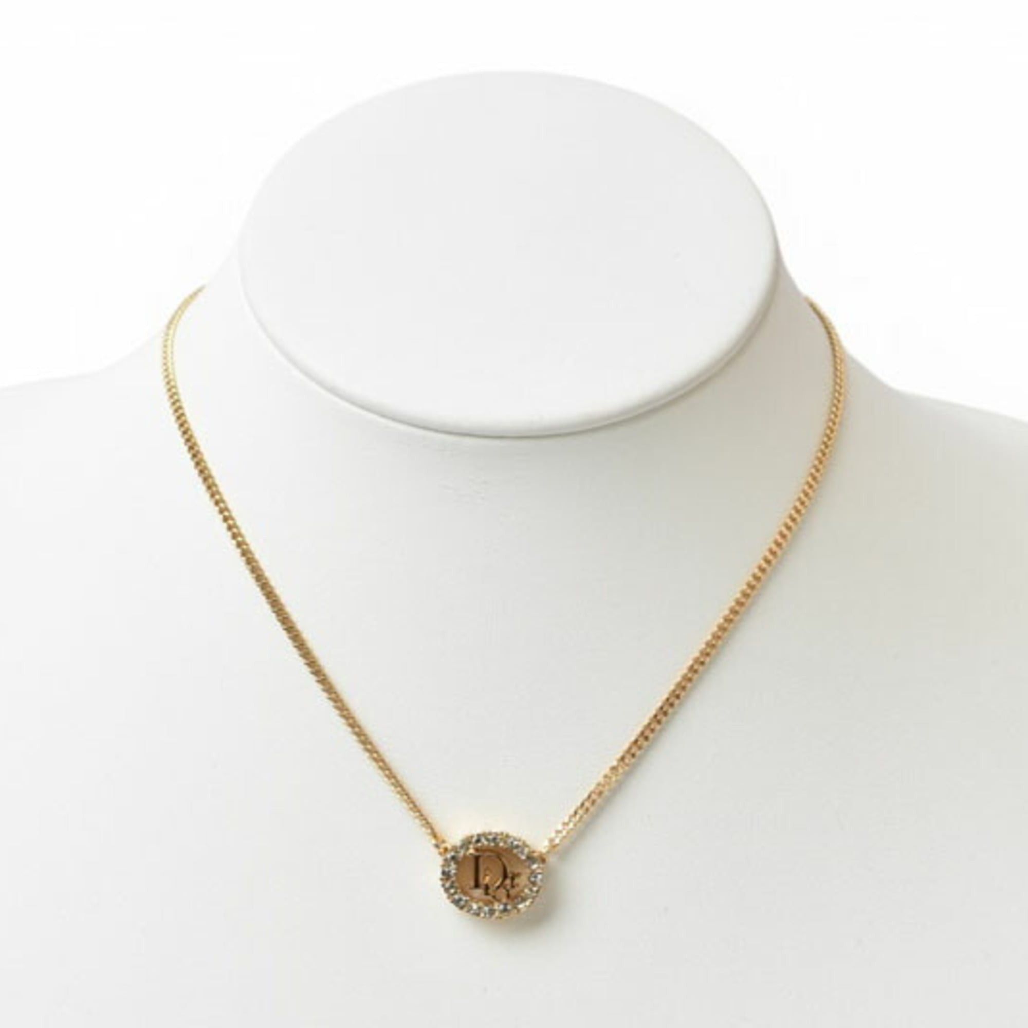 Dior Christian Dior necklace, rhinestone, gold. Size ONE SIZE - 4 Thumbnail